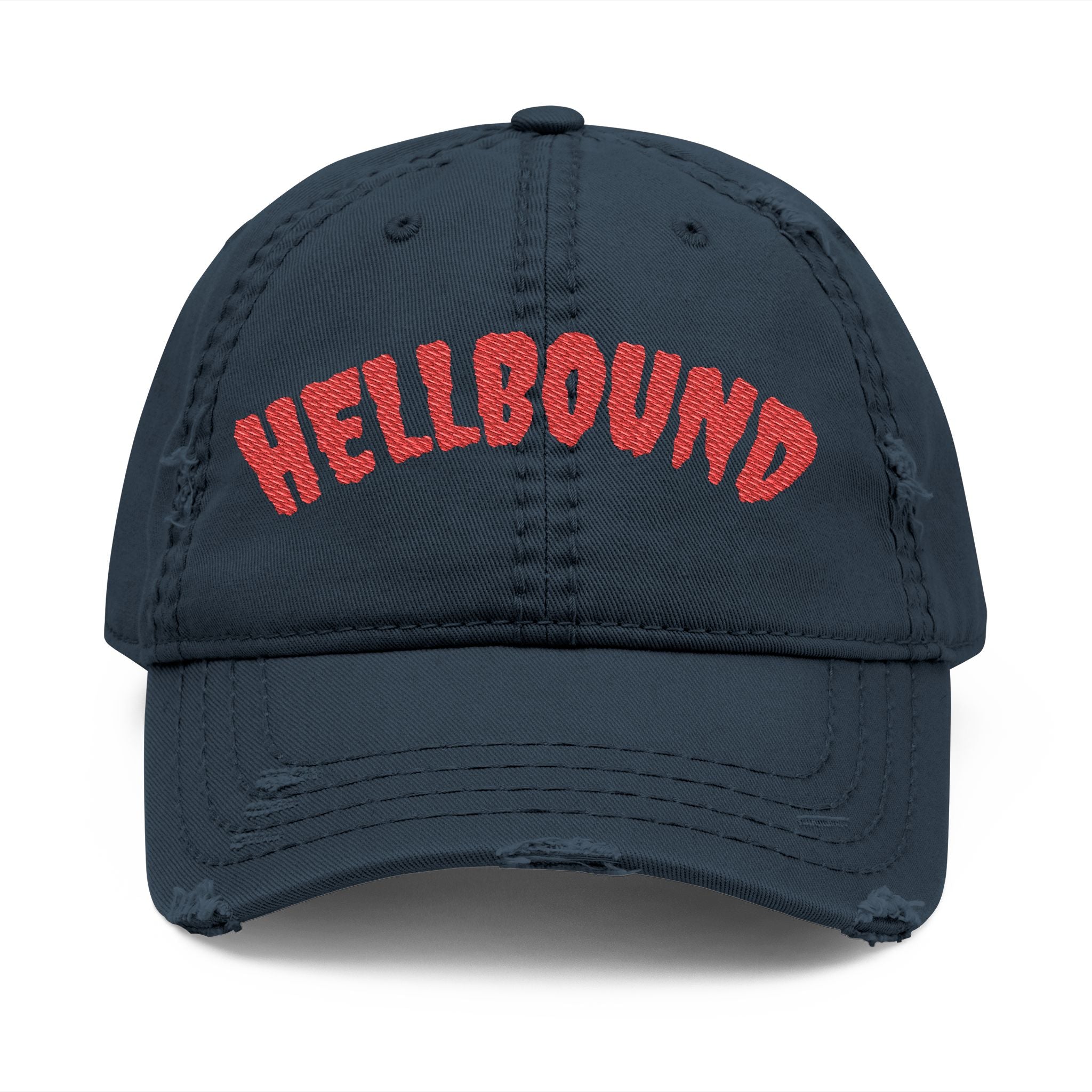 Hellbound Distressed Dad Hat — Embroidered Vintage Baseball Cap