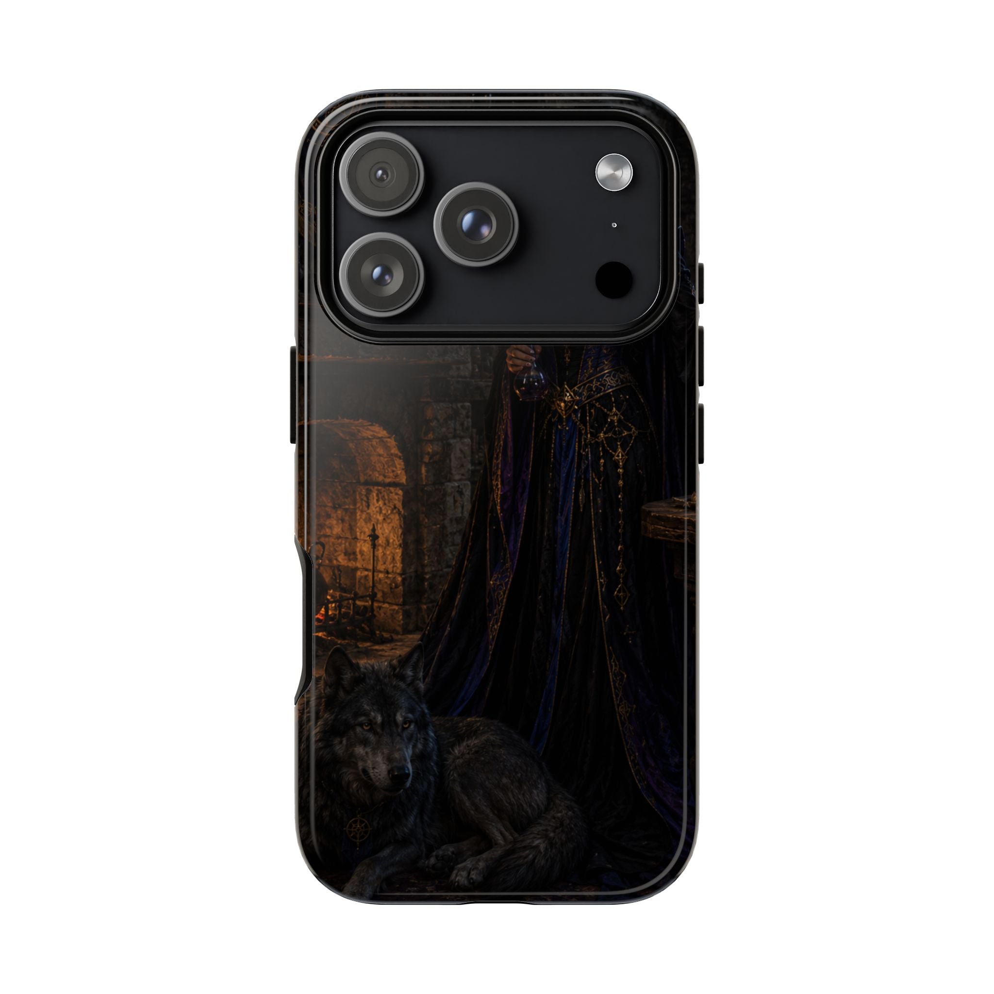 Gothic Witch Phone Case — Dark Fantasy Wolf & Fireplace Tough Case