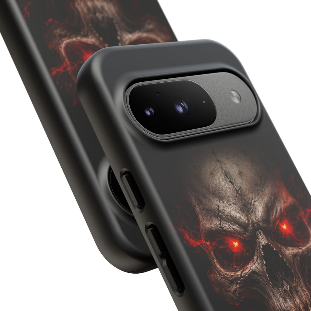 Flaming Skull Tough Case — Heavy-Duty Phone Case with Red-Eye Skull Design