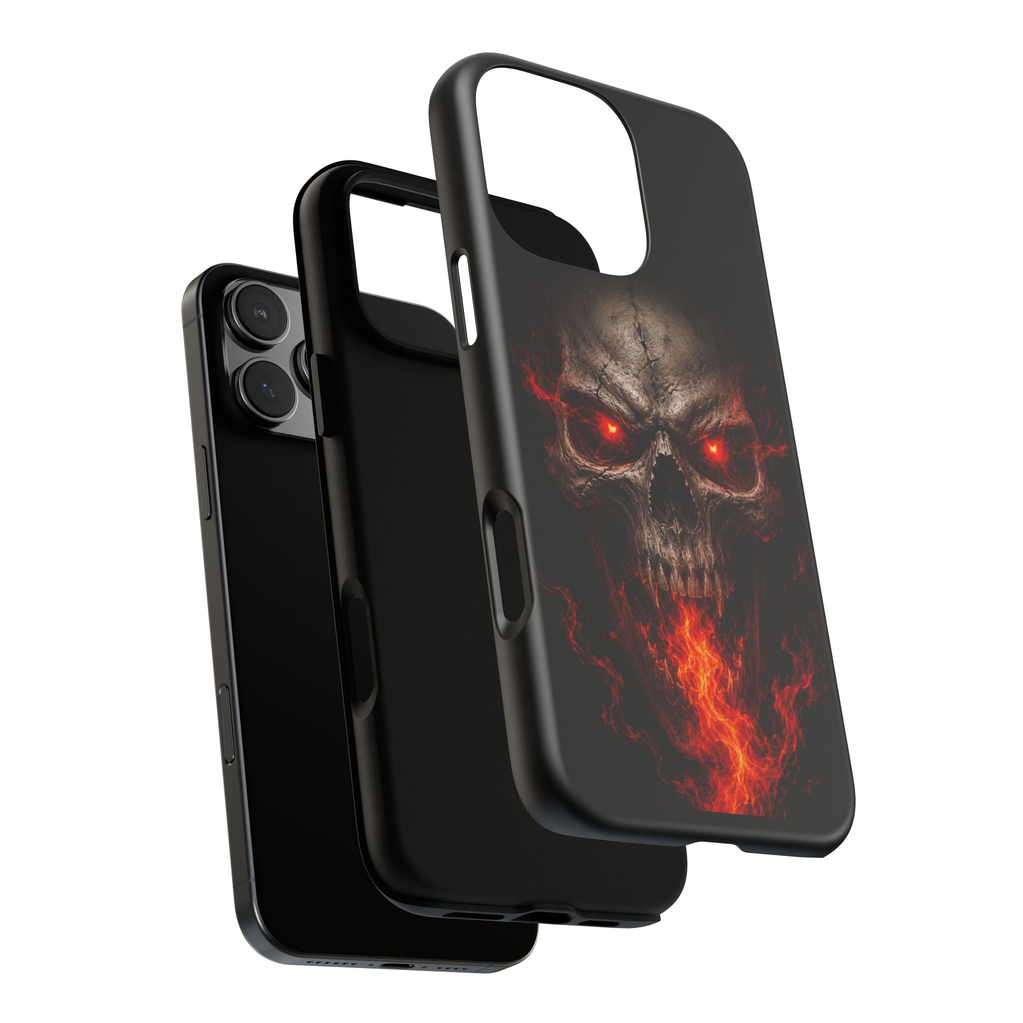Flaming Skull Tough Case — Heavy-Duty Phone Case with Red-Eye Skull Design