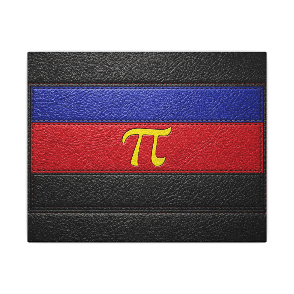 Polyamorous Symbol Leather Flag Canvas Print — Blue & Red Striped Matte Wall Art