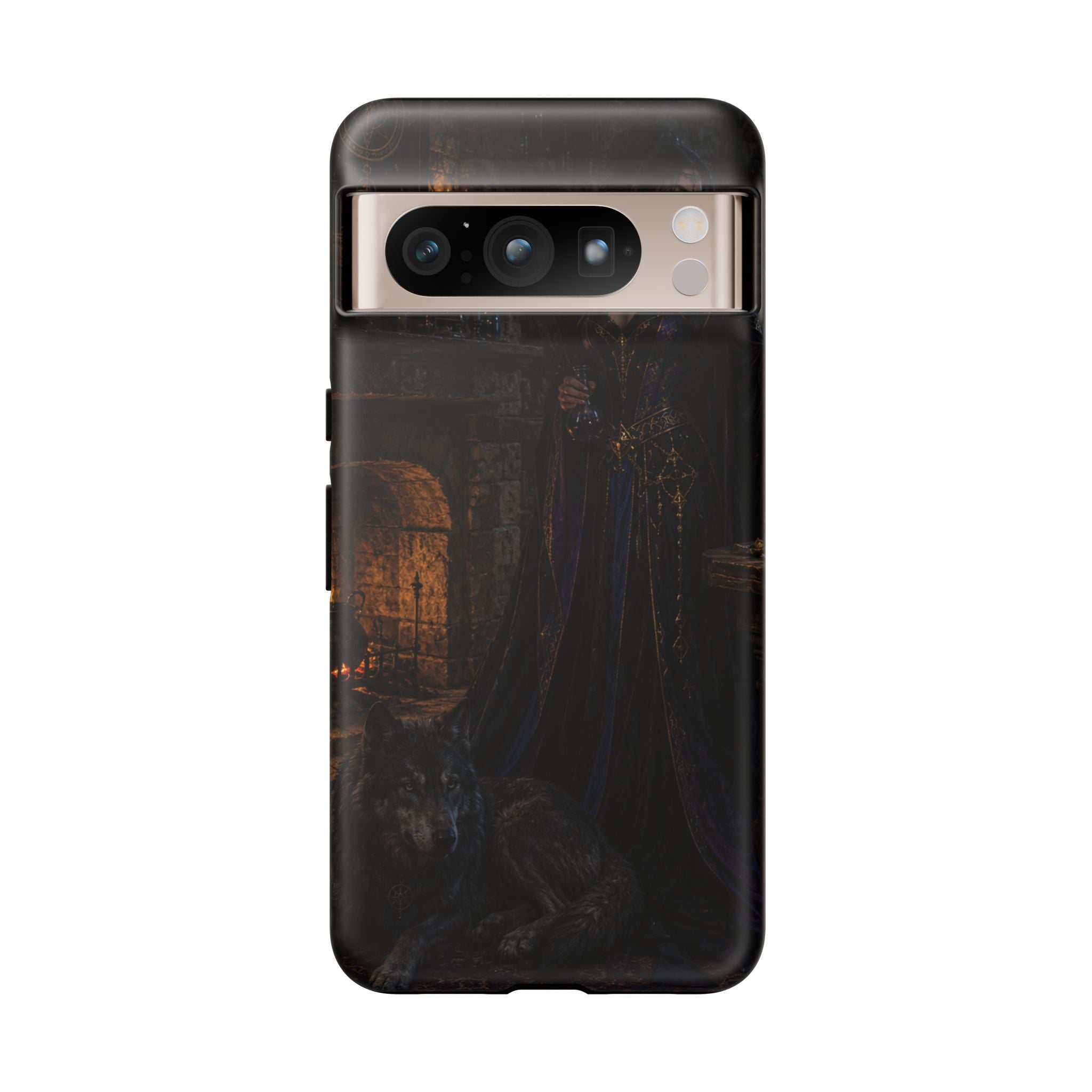 Gothic Witch Phone Case — Dark Fantasy Wolf & Fireplace Tough Case
