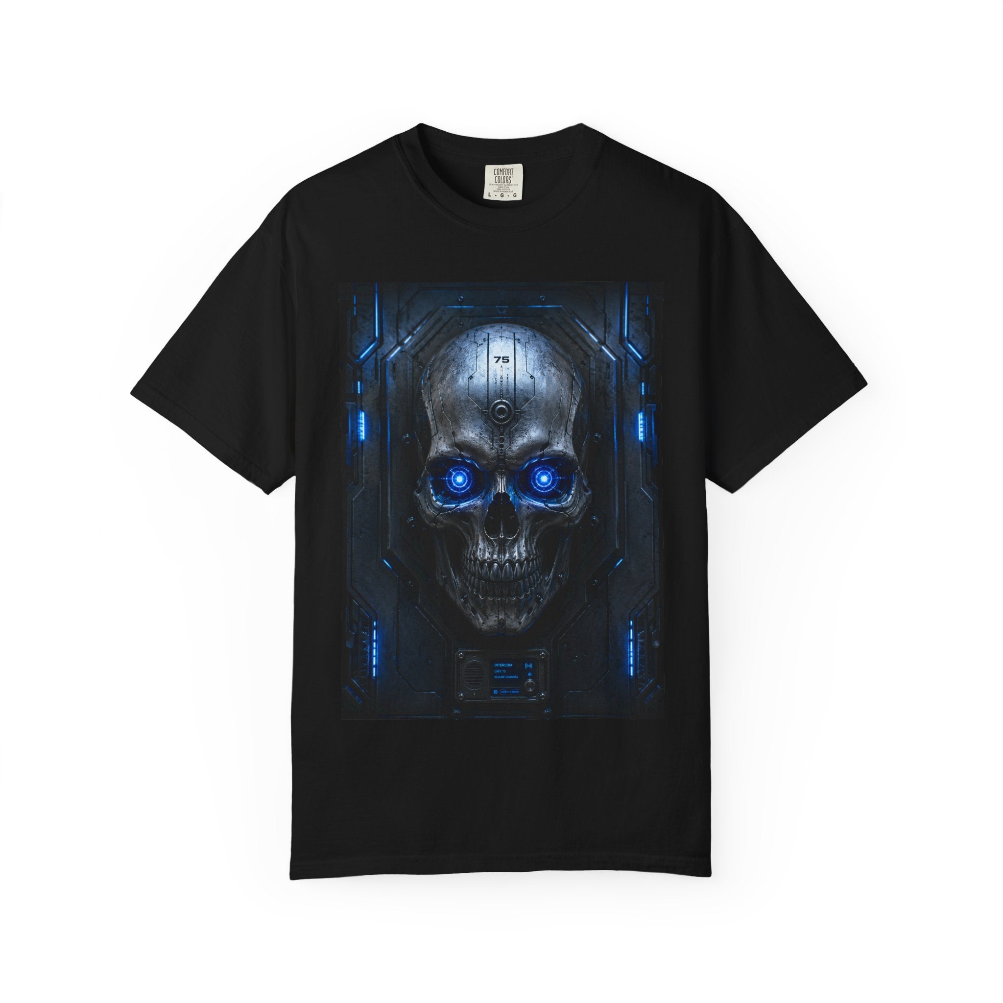Blue Cyber Skull T-shirt | Futuristic Skull Graphic Tee
