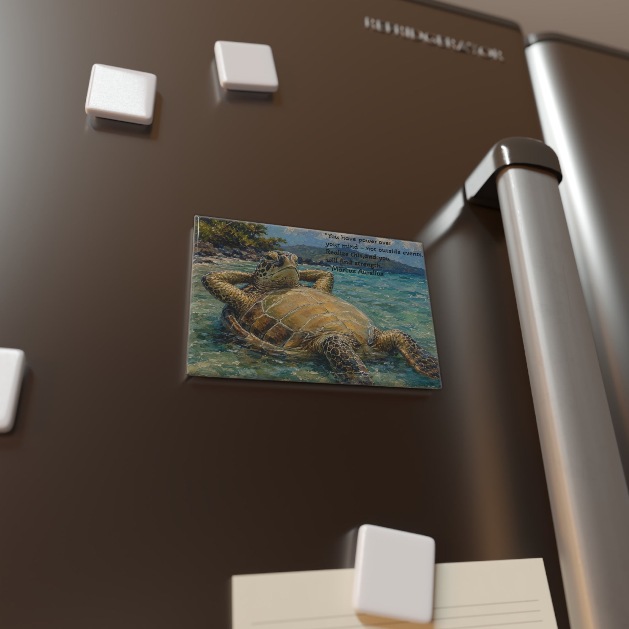 Sea Turtle Rectangle Magnet — Relaxing Quote "You have power over your mind"