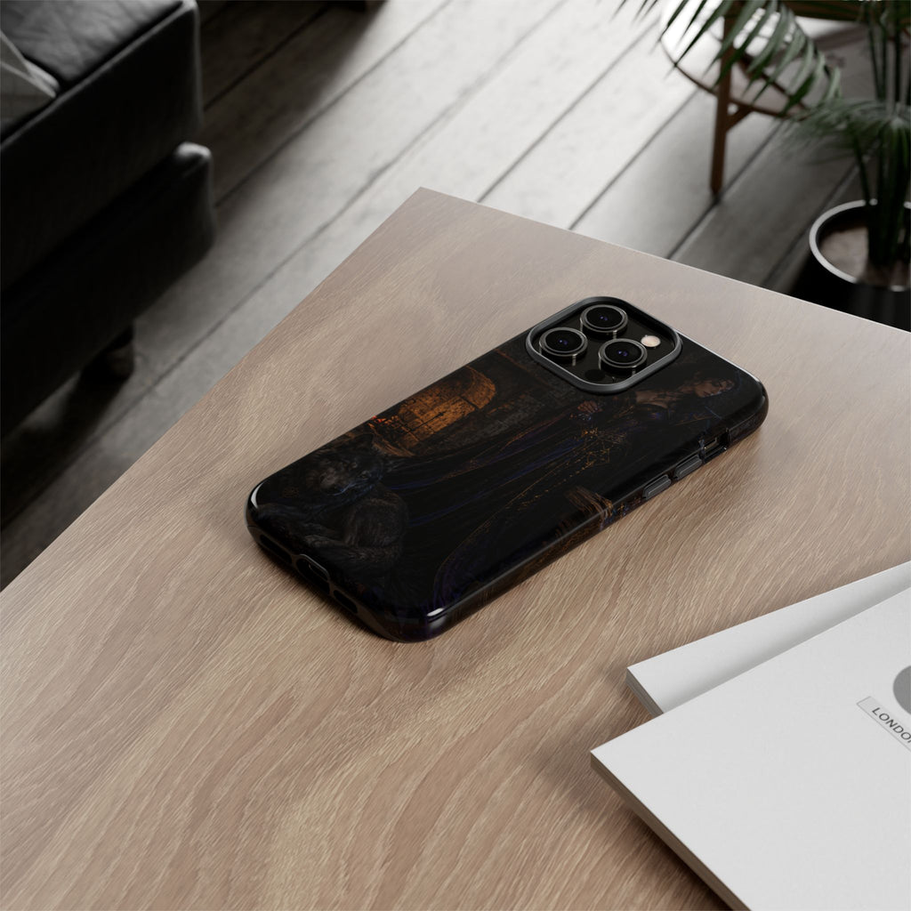 Gothic Witch Phone Case — Dark Fantasy Wolf & Fireplace Tough Case