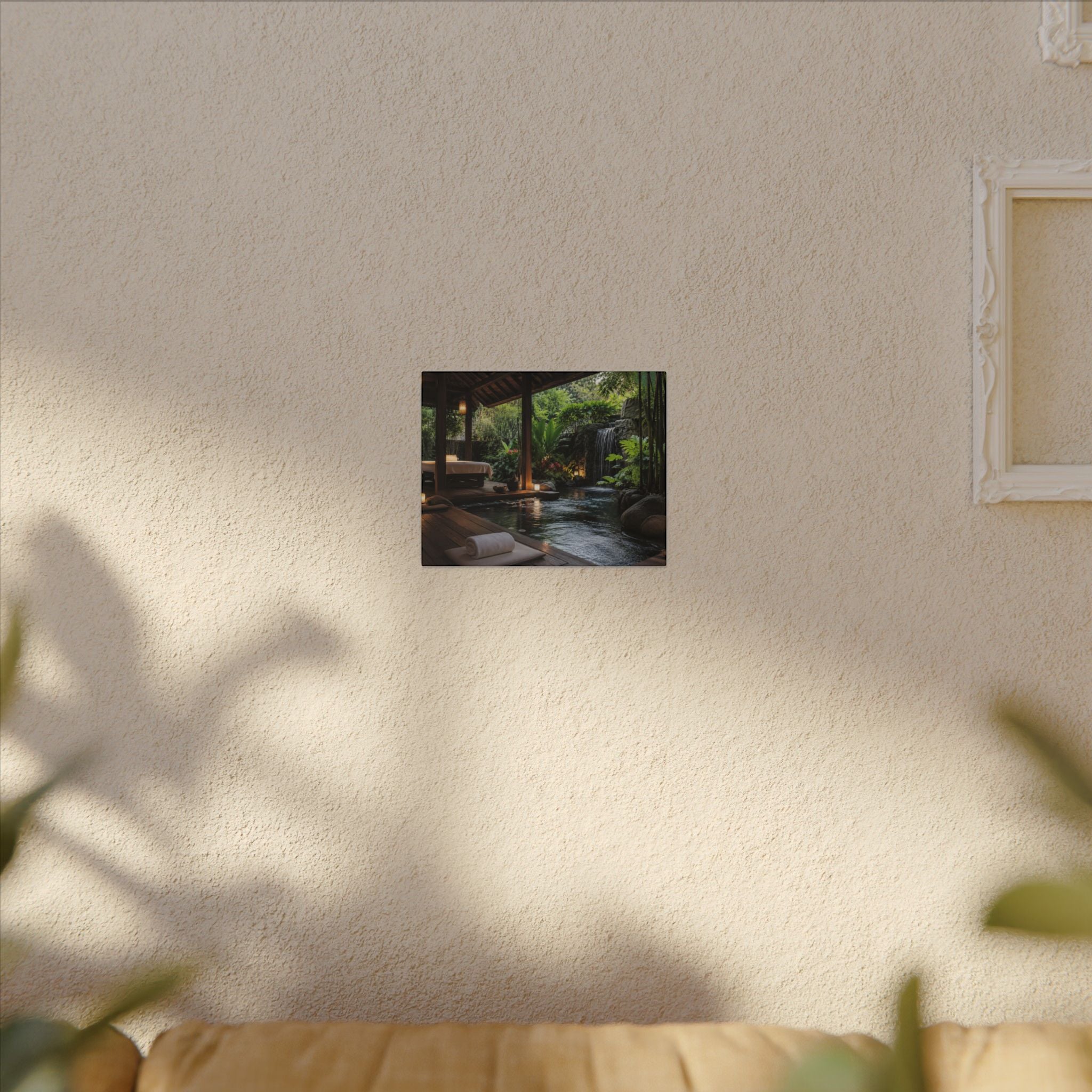 Spa Retreat Canvas Print — Tropical Waterfall Relaxation Wall Art