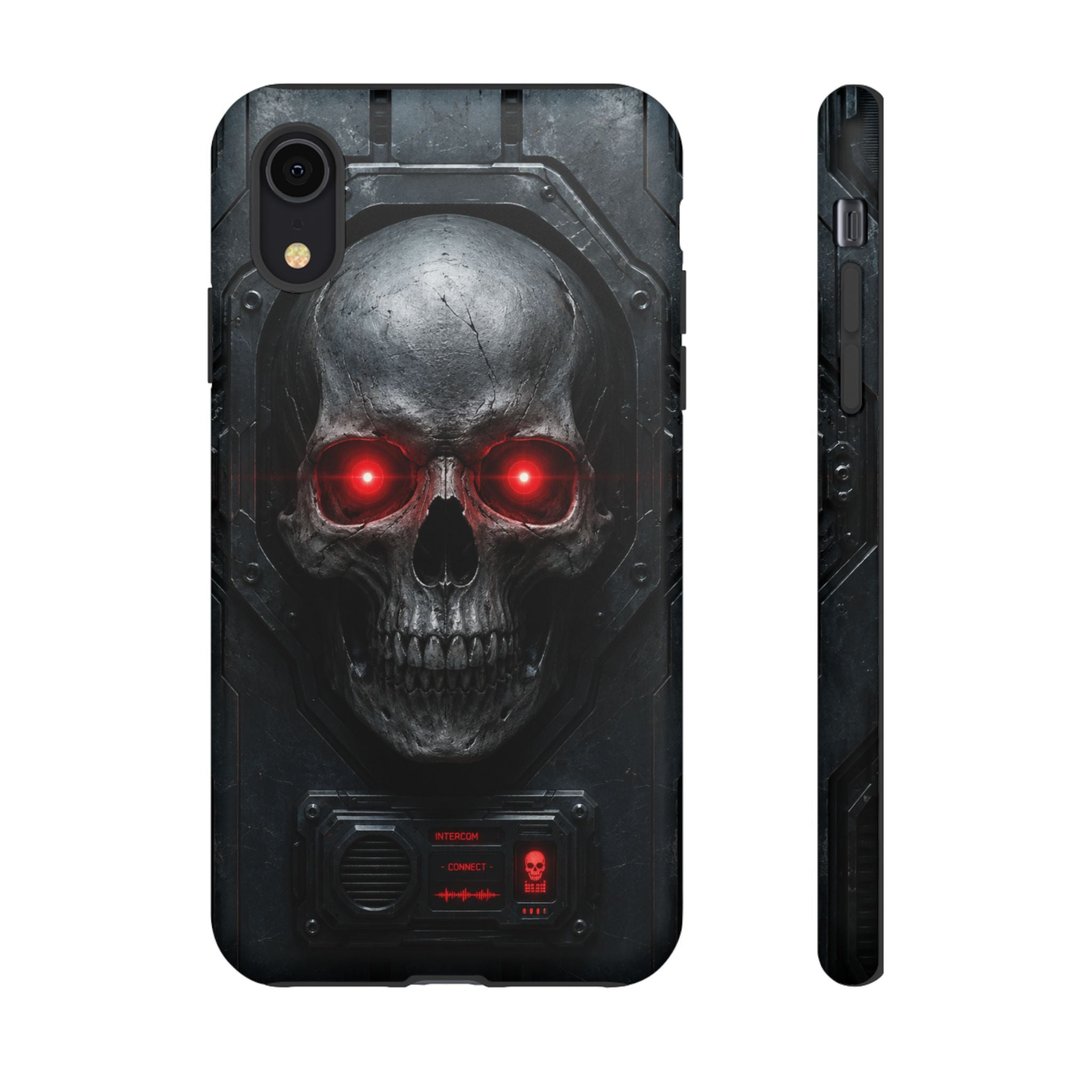 Skull Sentinel Phone Case — Red-Eyed Tactical Skull Protective Case