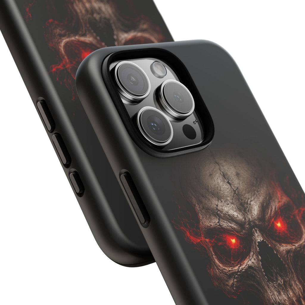 Flaming Skull Tough Case — Heavy-Duty Phone Case with Red-Eye Skull Design
