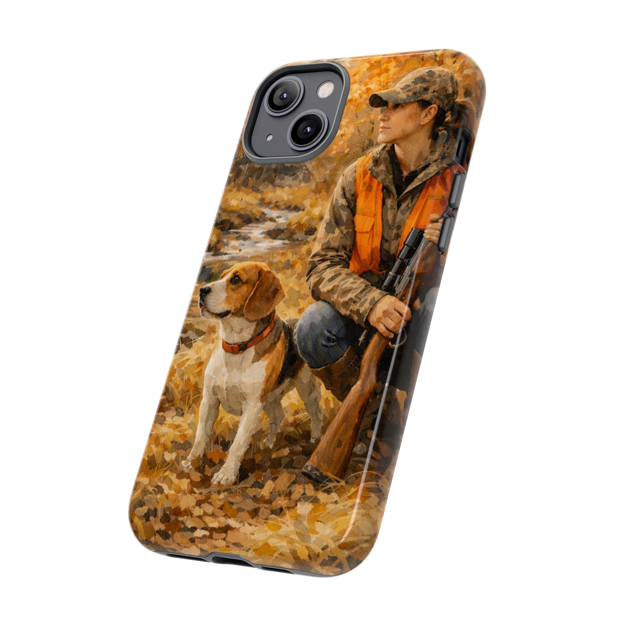 Hunter and Beagle Phone Case — Hunting Dog Autumn Camouflage iPhone Cover
