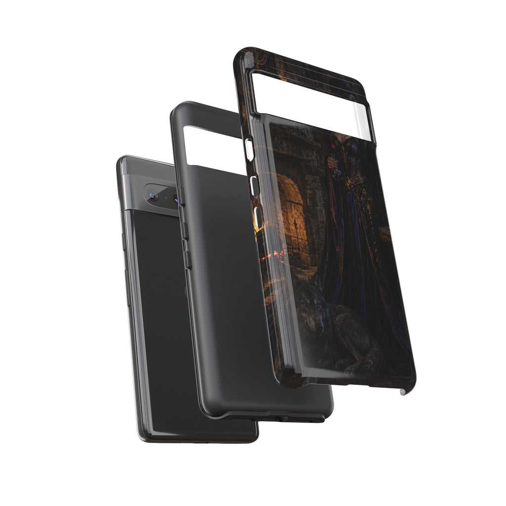 Gothic Witch Phone Case — Dark Fantasy Wolf & Fireplace Tough Case