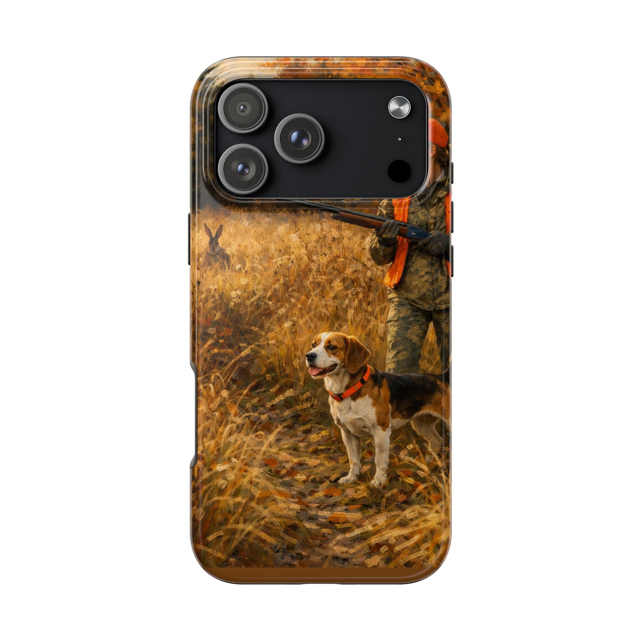 Hunting Scene Tough Phone Case — Hunter & Beagle Autumn Field Protective Cover