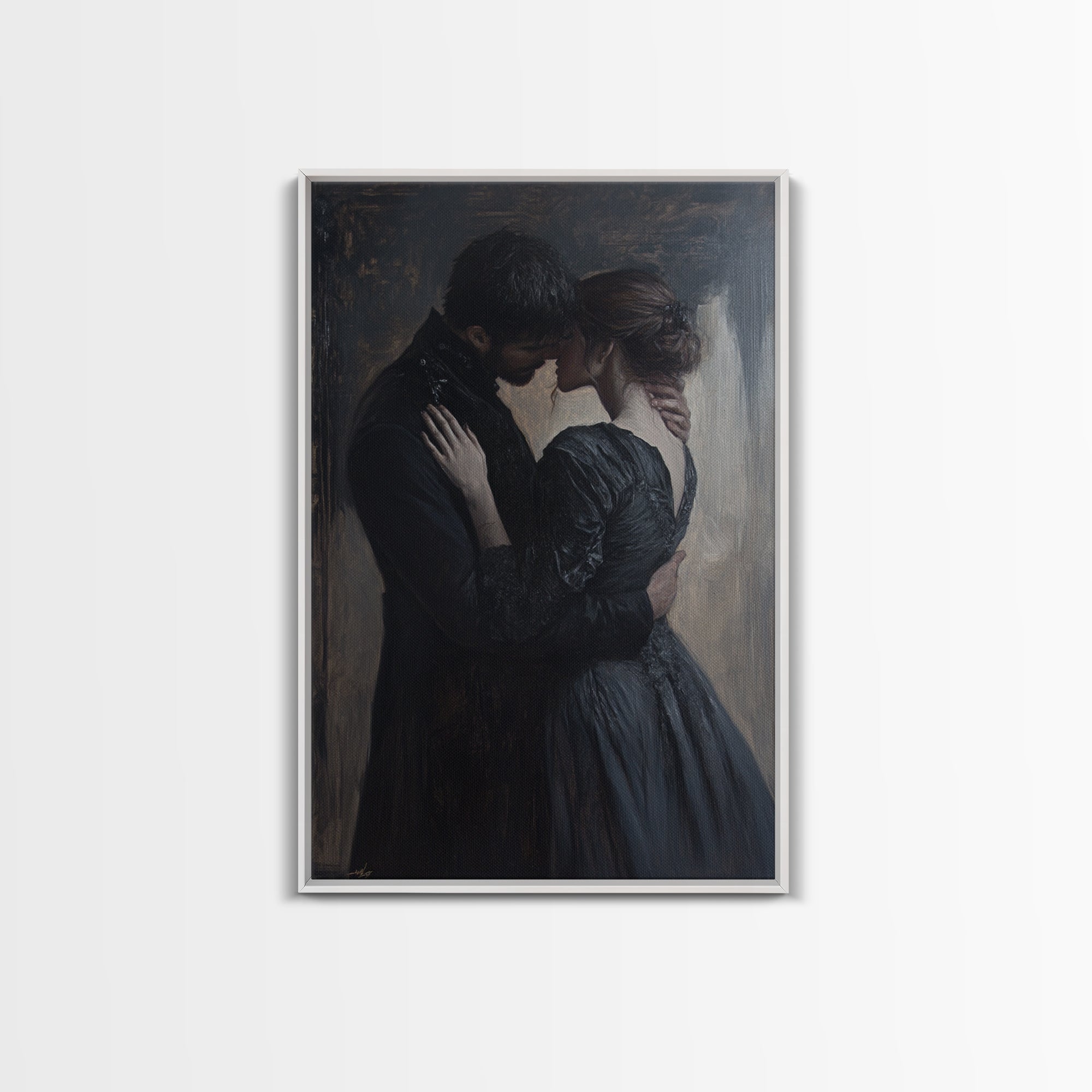 Dark Academia Painting Book Lover Decor, Dark Romance Painting, Dark Cottagecore Victorian Wall Art, Book Lover Gift, Academia Wall Art
