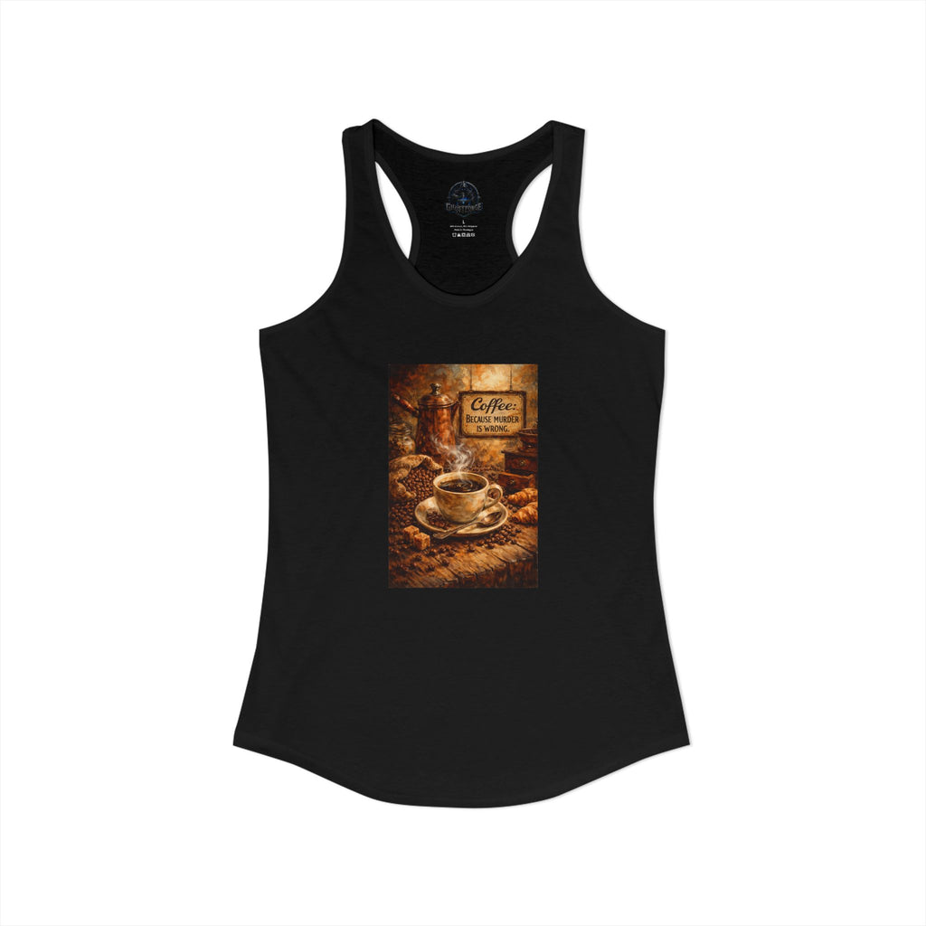 Women's Ideal Racerback Tank - "Coffee B/c Murder is wrong"