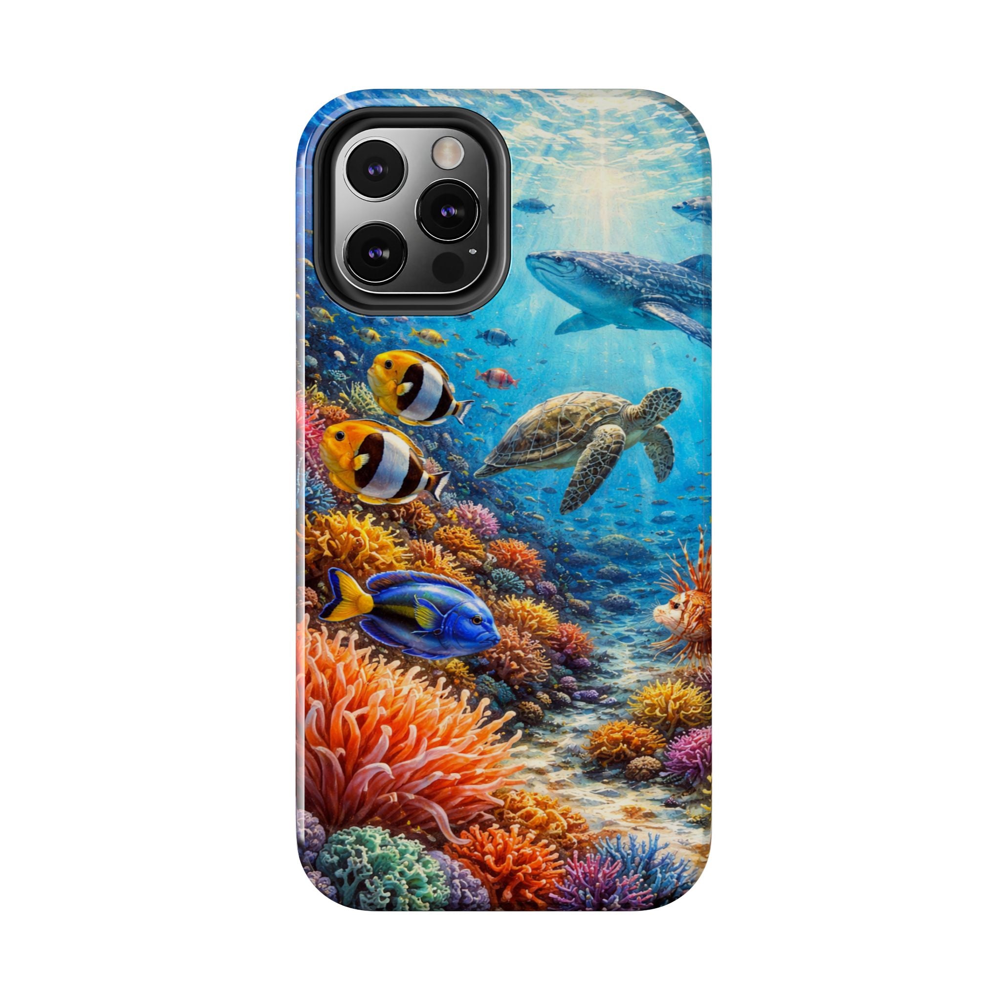 Ocean Reef Tough Phone Case — Colorful Sea Turtle & Tropical Fish Design