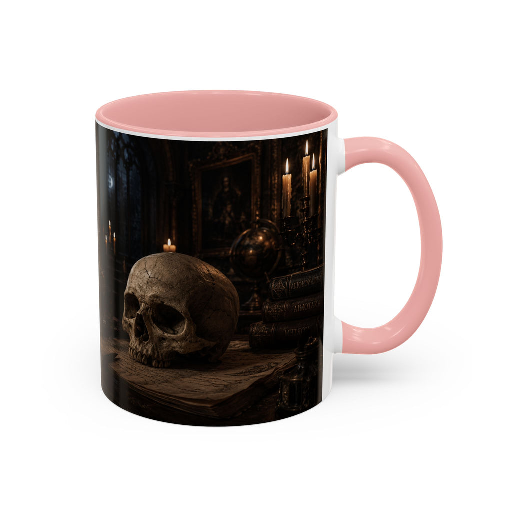 Gothic Skull Coffee Mug — Candlelit Occult Library Accent Mug (11/15oz)