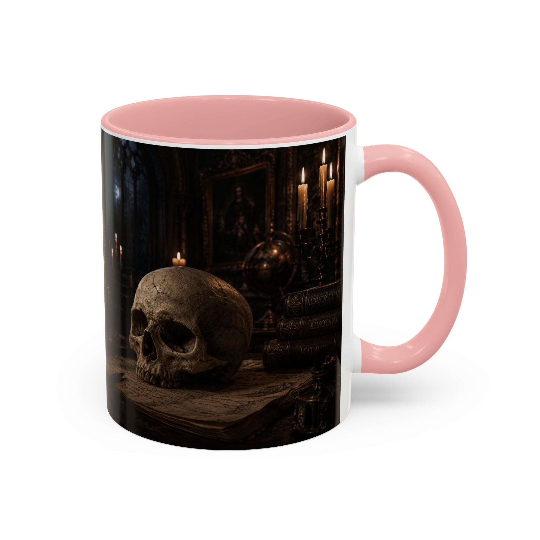 Gothic Skull Coffee Mug — Candlelit Occult Library Accent Mug (11/15oz)