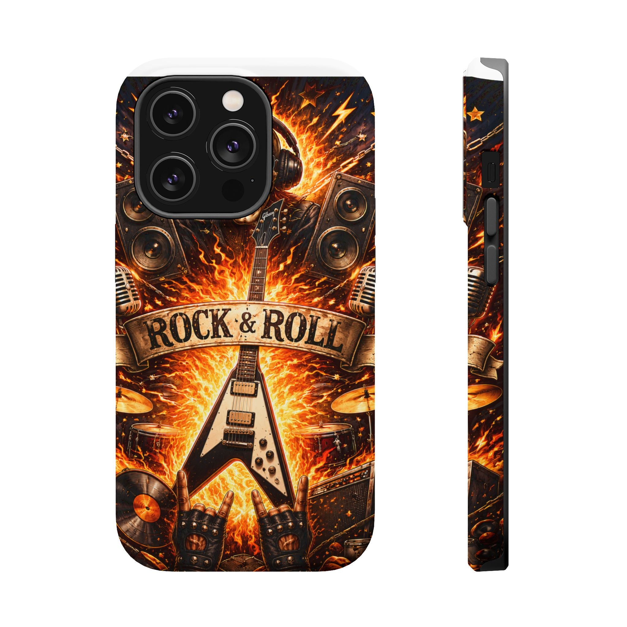Rock & Roll Skull Guitar Phone Case — Magnetic Impact-Resistant