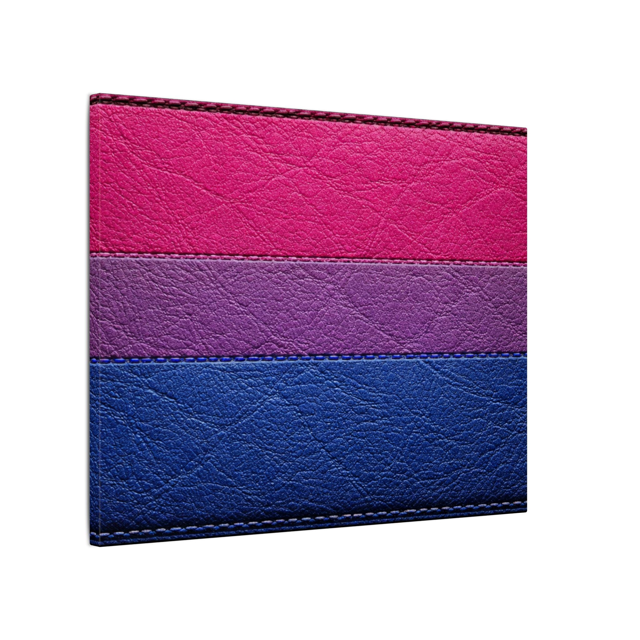 Bisexual Pride Flag Canvas Wall Art — Leather Patch Style Matte Print