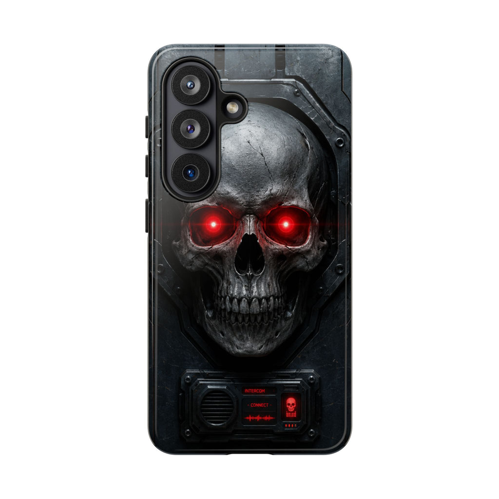 Skull Sentinel Phone Case — Red-Eyed Tactical Skull Protective Case