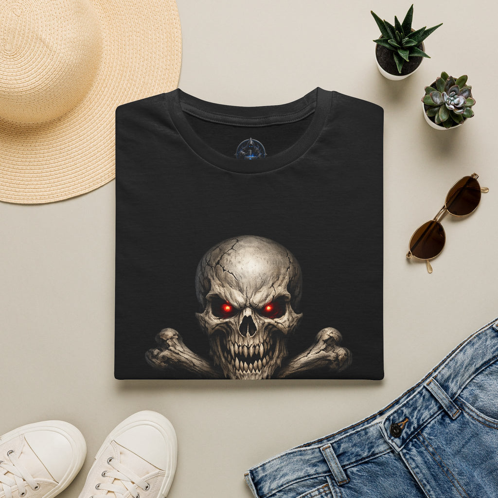 Skull & Crossbones Graphic T-Shirt — Red-Eyed Skull Tee