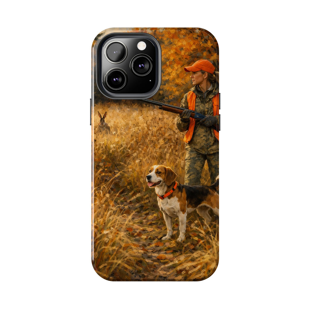 Hunting Scene Tough Phone Case — Hunter & Beagle Autumn Field Protective Cover