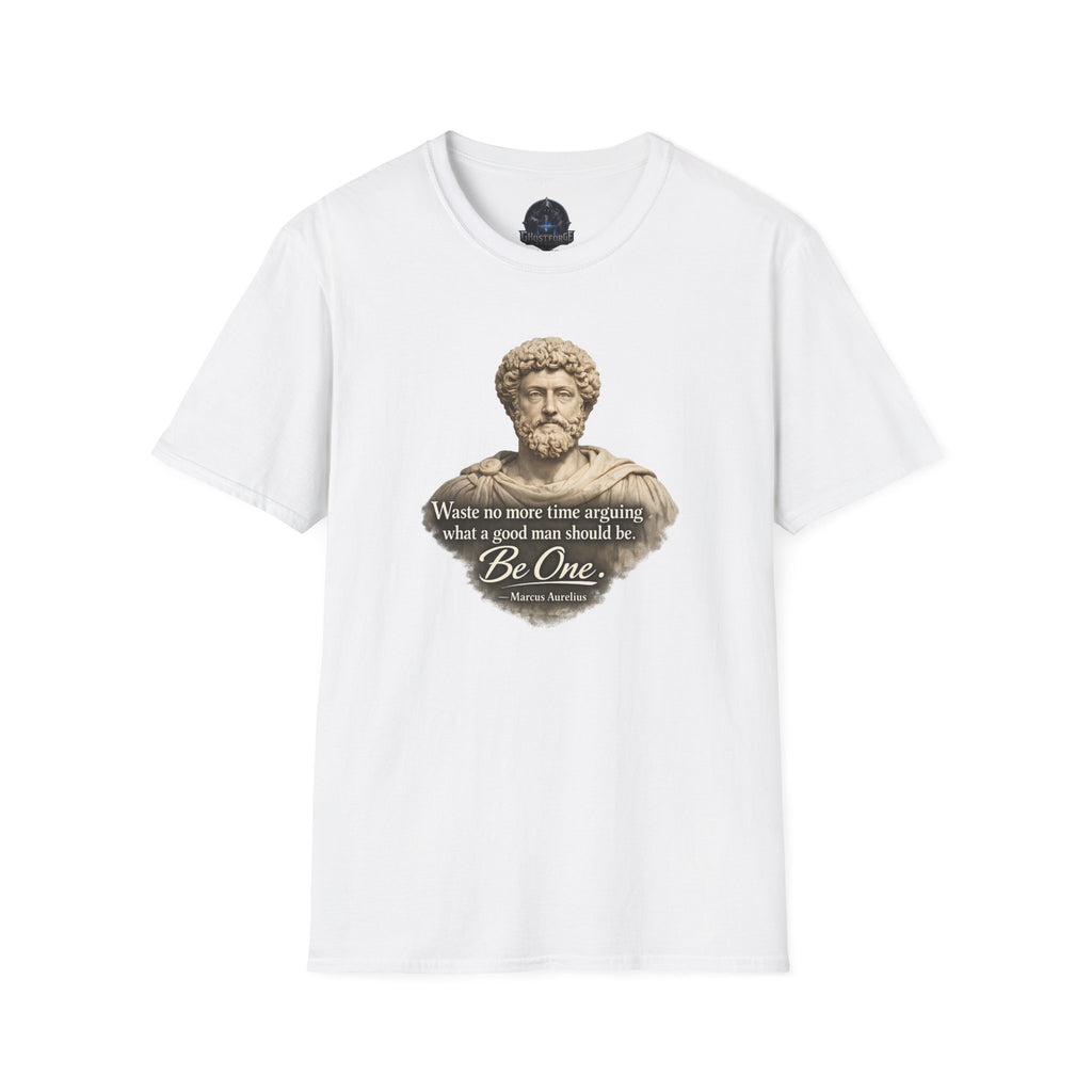 Marcus Aurelius Bust T-Shirt – “Waste No More Time...” Stoic Quote Tee