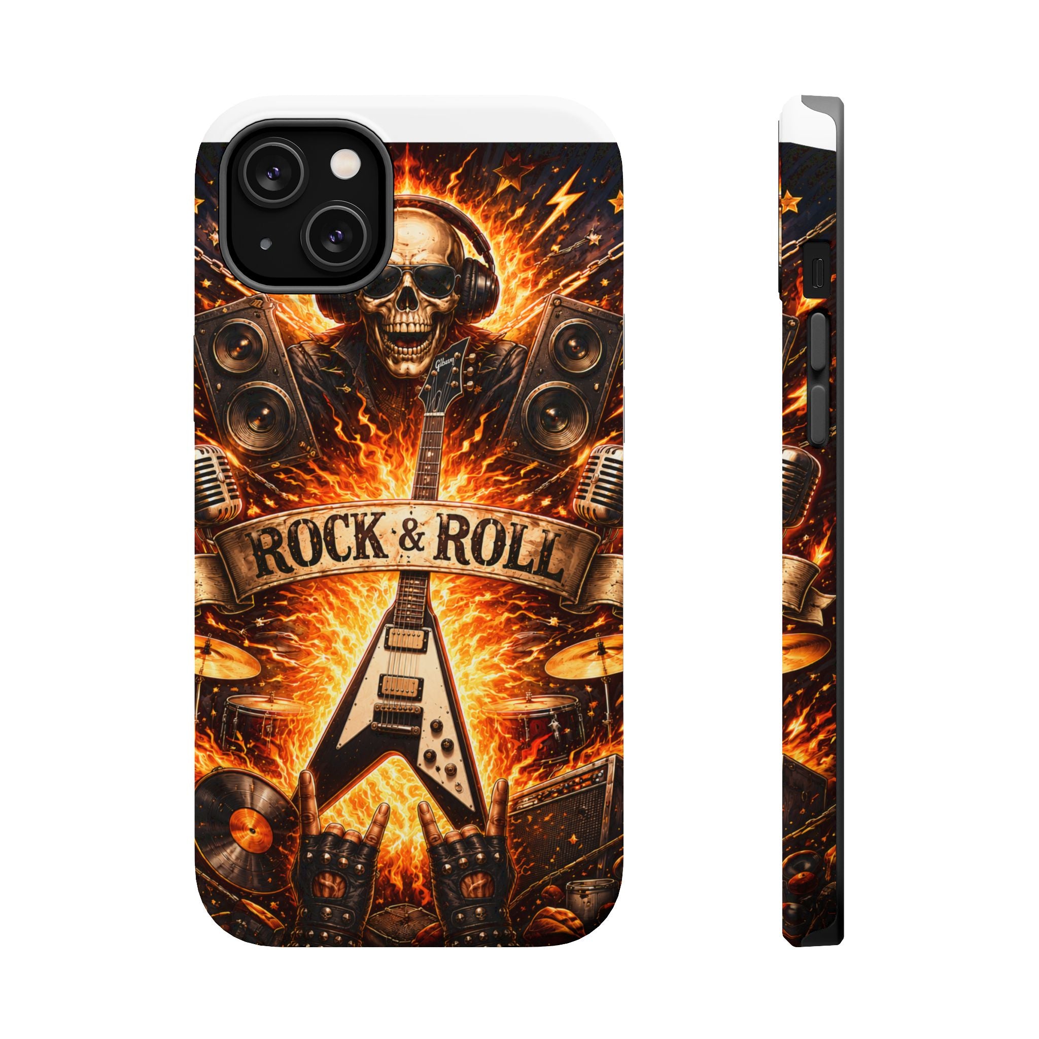 Rock & Roll Skull Guitar Phone Case — Magnetic Impact-Resistant