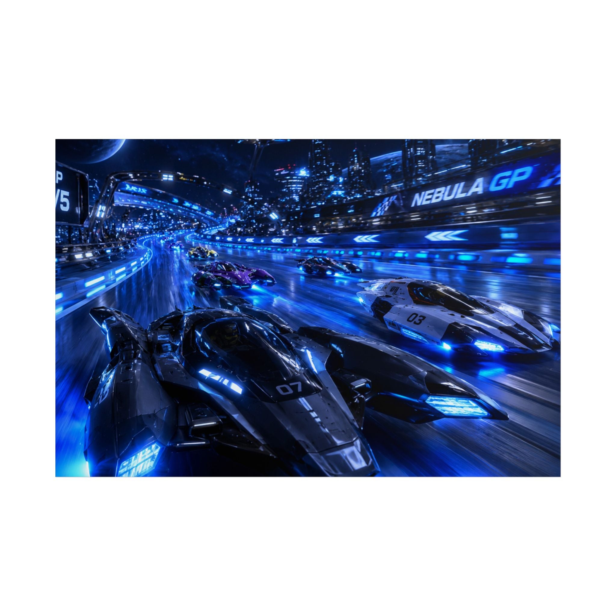 Futuristic Racing Poster — Nebula GP High-Speed Sci‑Fi Print