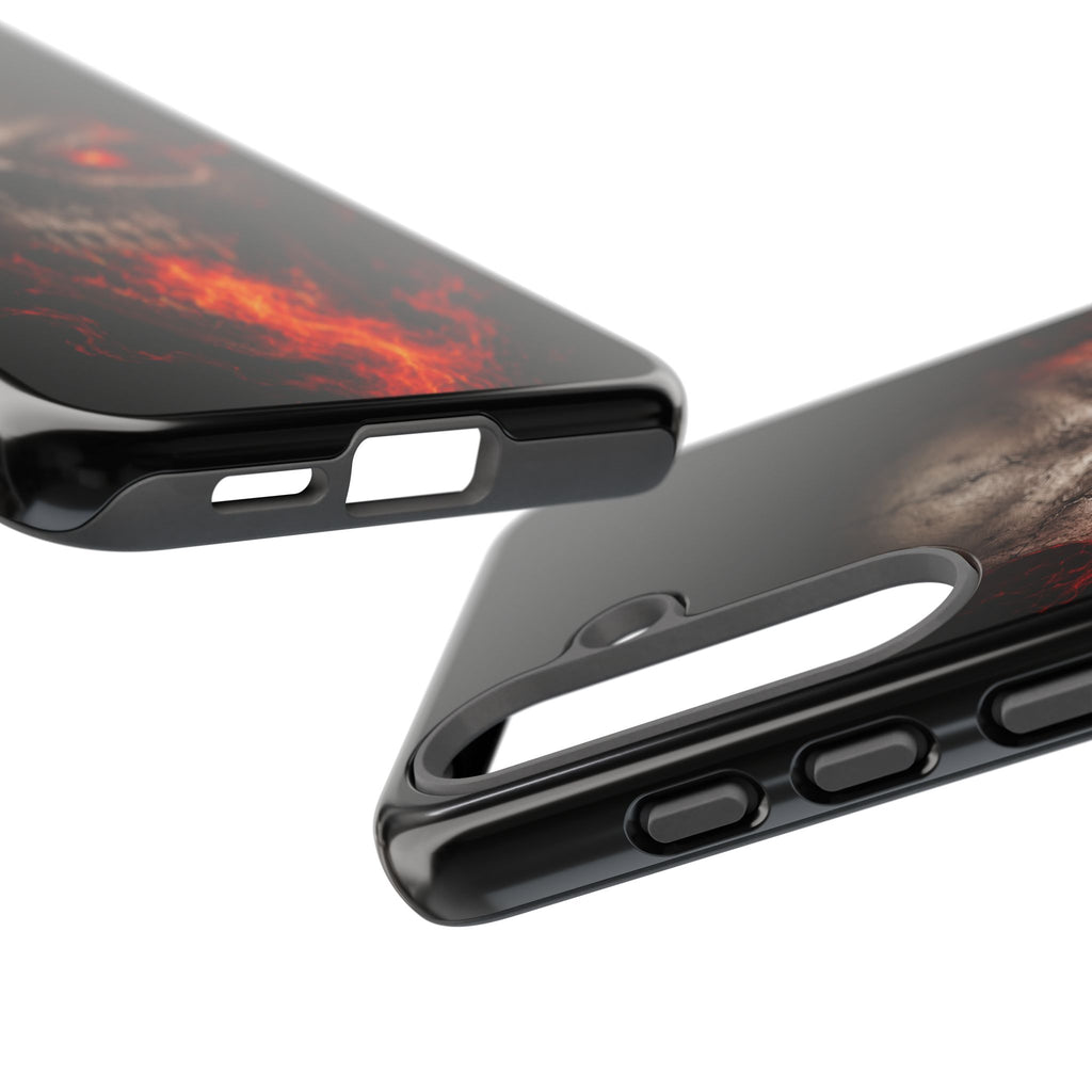 Flaming Skull Tough Case — Heavy-Duty Phone Case with Red-Eye Skull Design