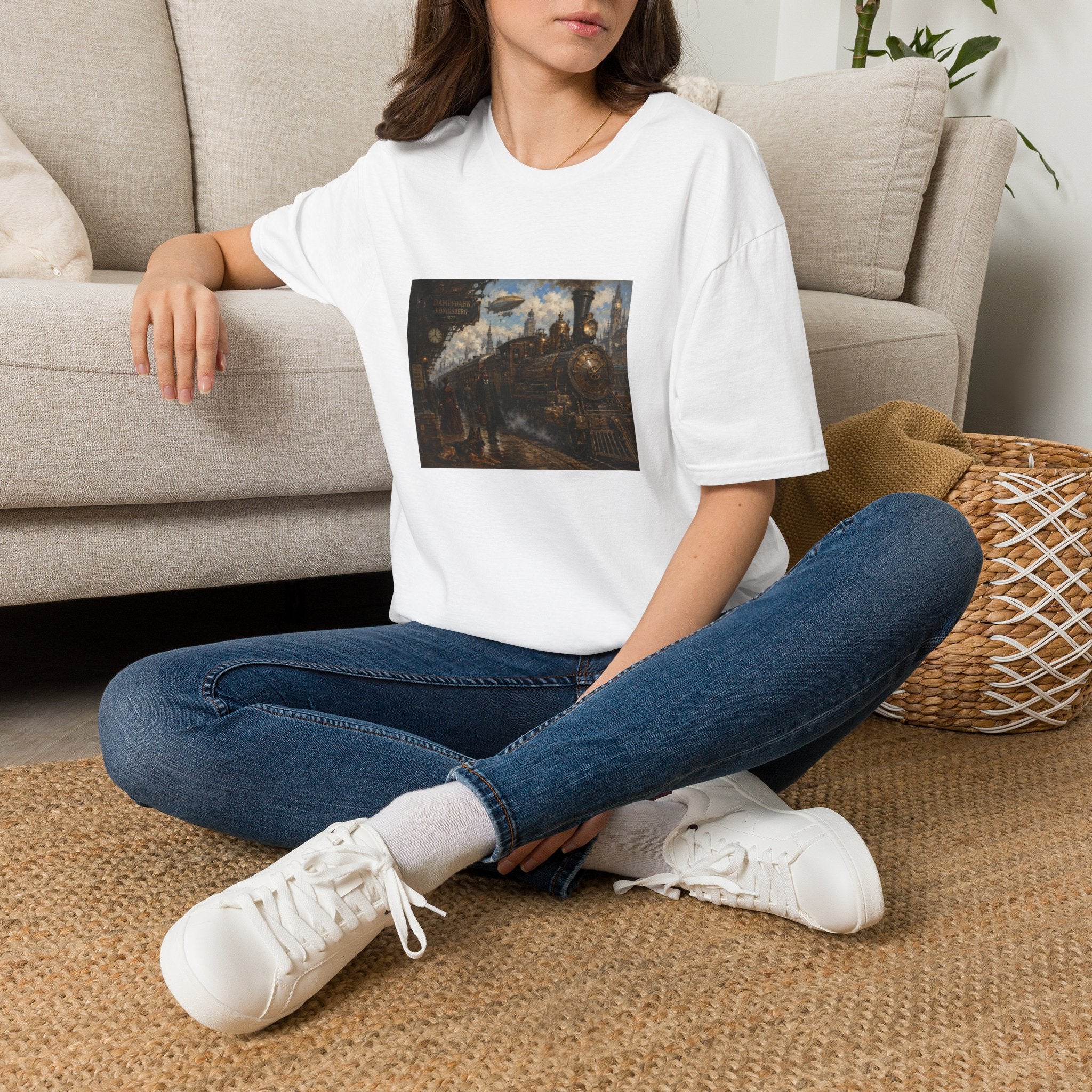 Steampunk Steamtrain T‑Shirt — Vintage Airship & Locomotive Art Tee