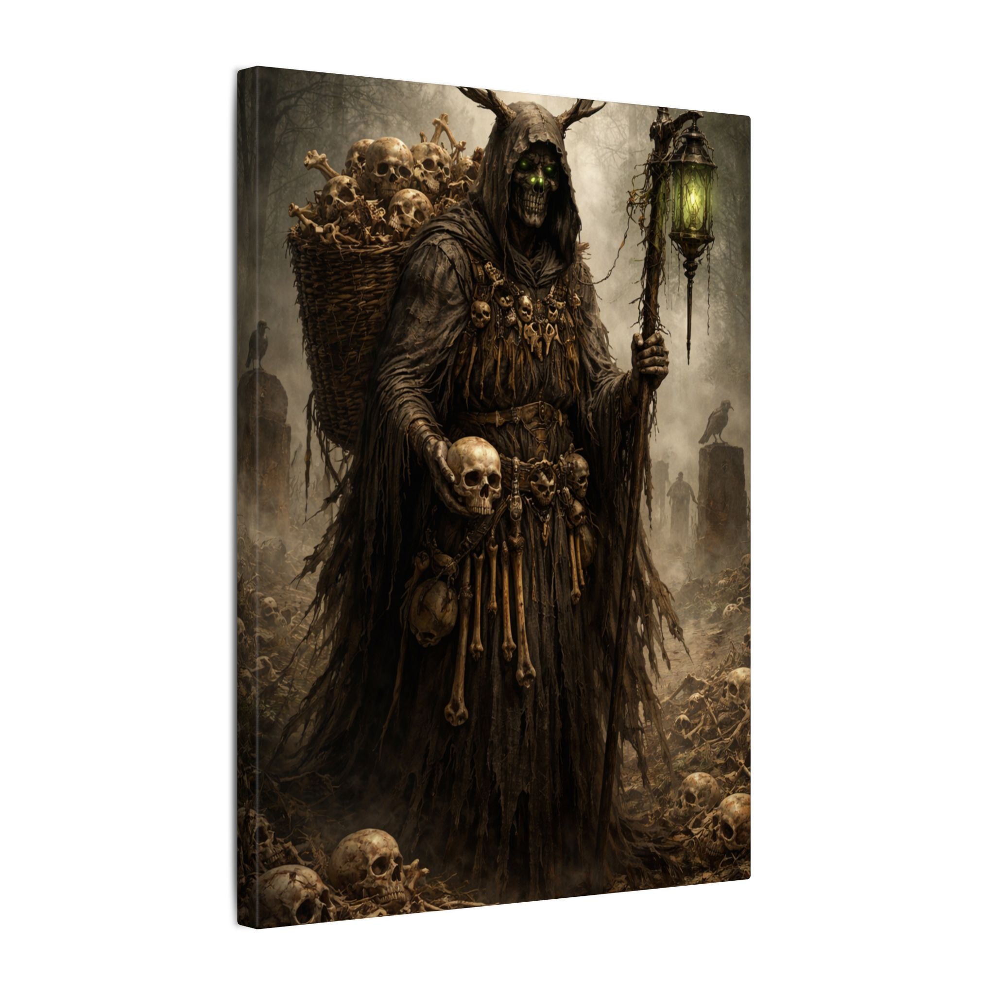Bone Collector Canvas Print — Gothic Skull-Wraith Wall Art