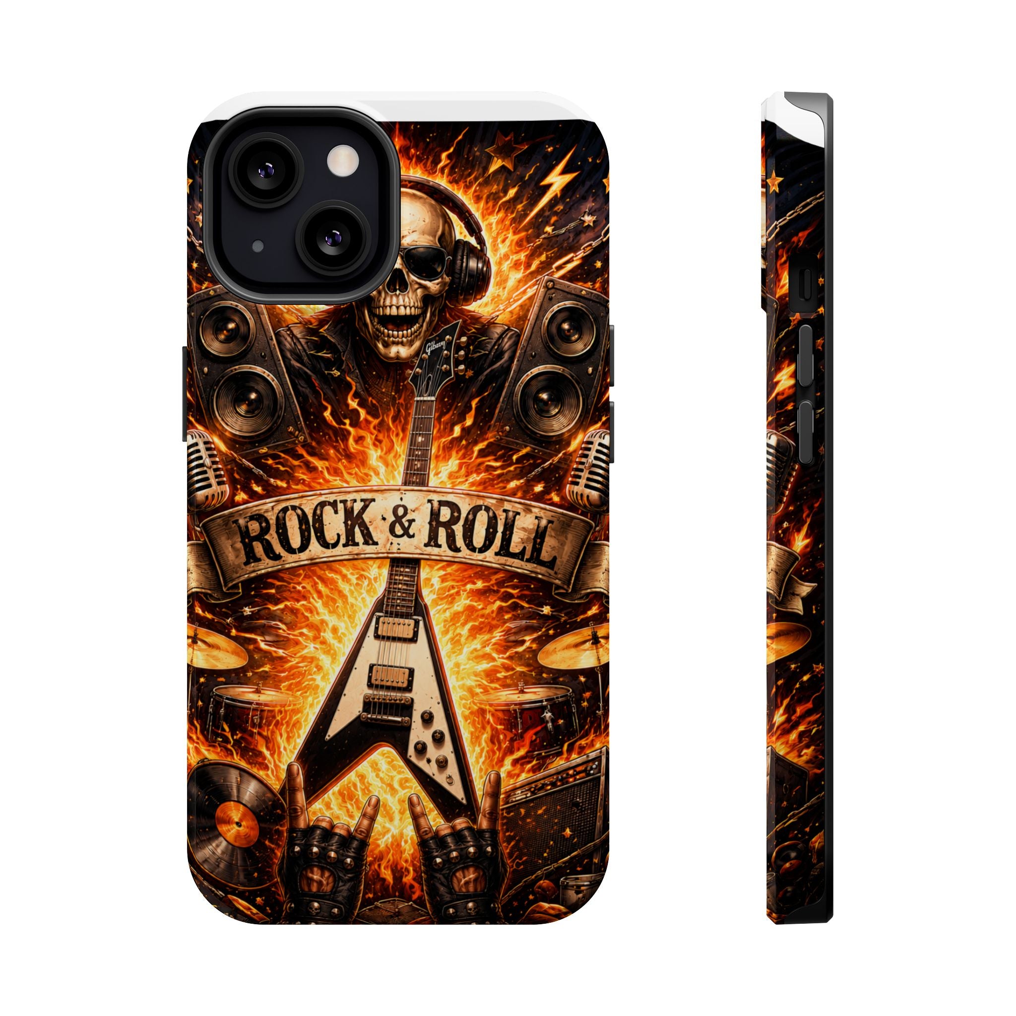 Rock & Roll Skull Guitar Phone Case — Magnetic Impact-Resistant