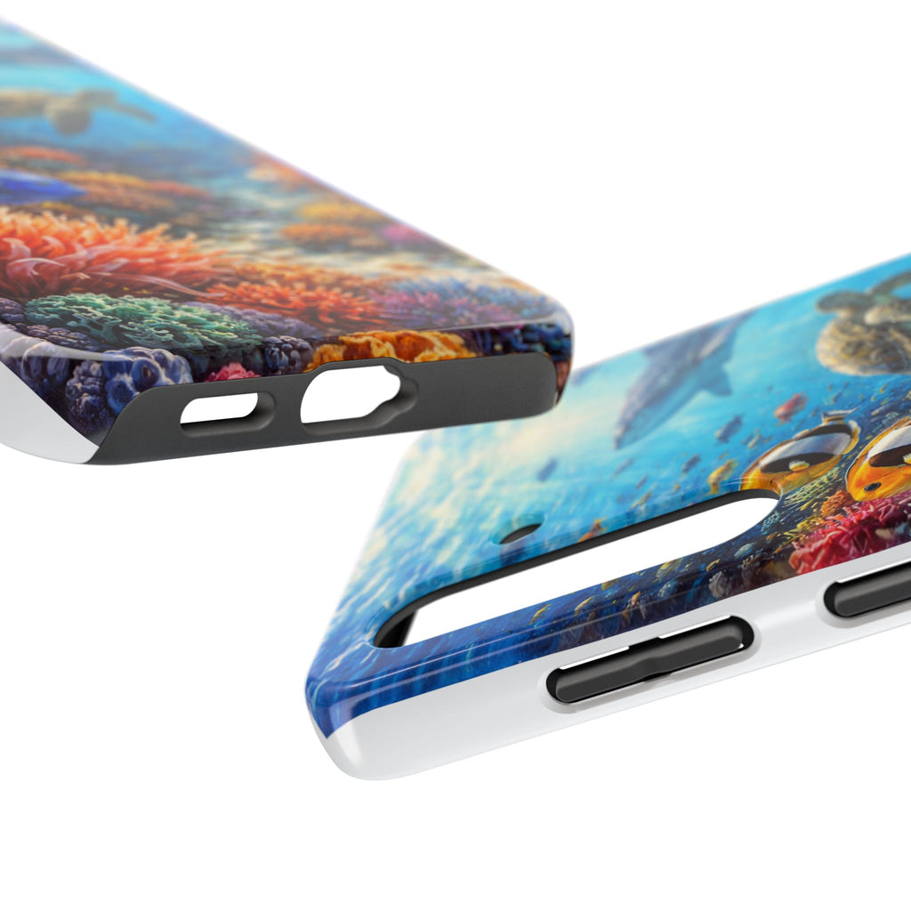 Ocean Reef Tough Phone Case — Colorful Sea Turtle & Tropical Fish Design
