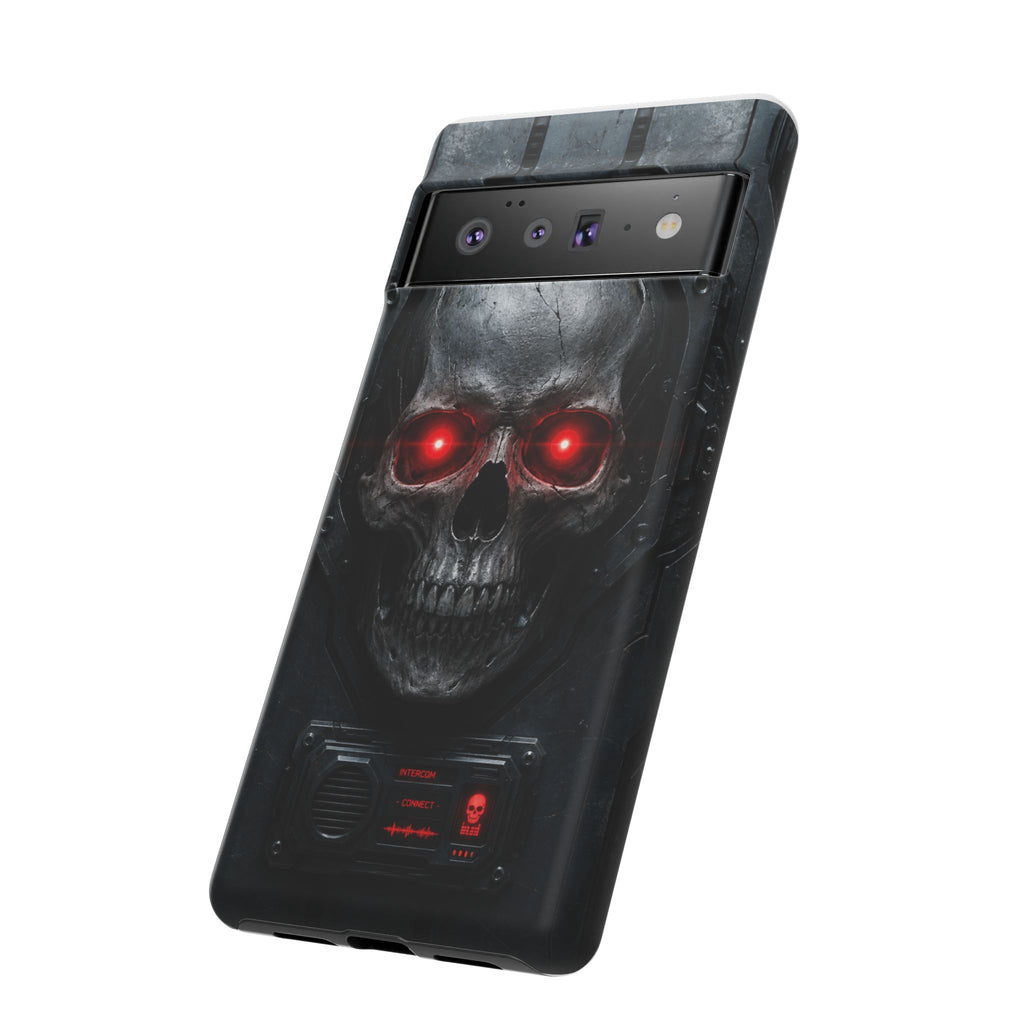 Skull Sentinel Phone Case — Red-Eyed Tactical Skull Protective Case