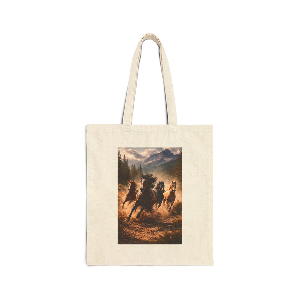 Canvas Tote — Galloping Wild Horses Scenic Print