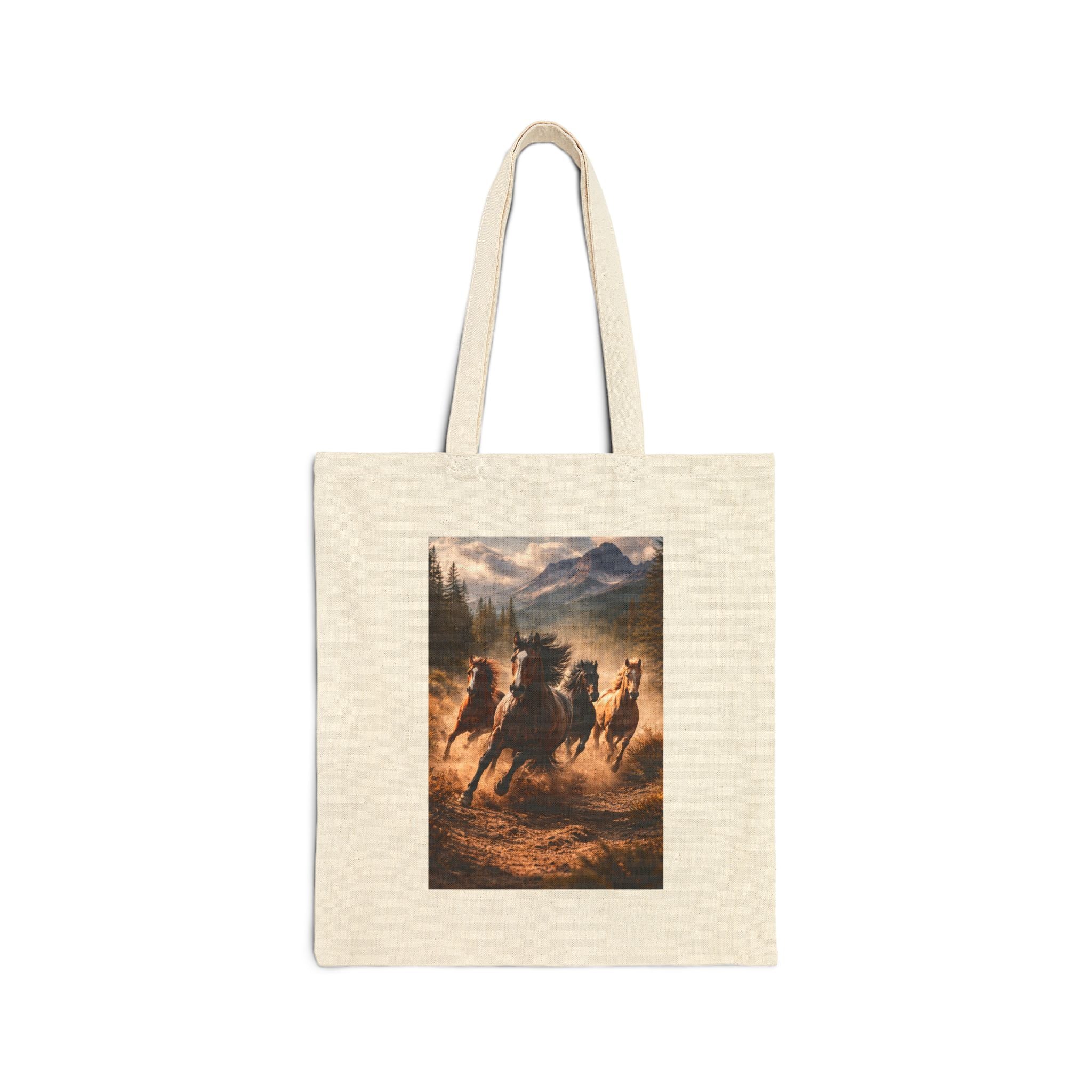 Canvas Tote — Galloping Wild Horses Scenic Print