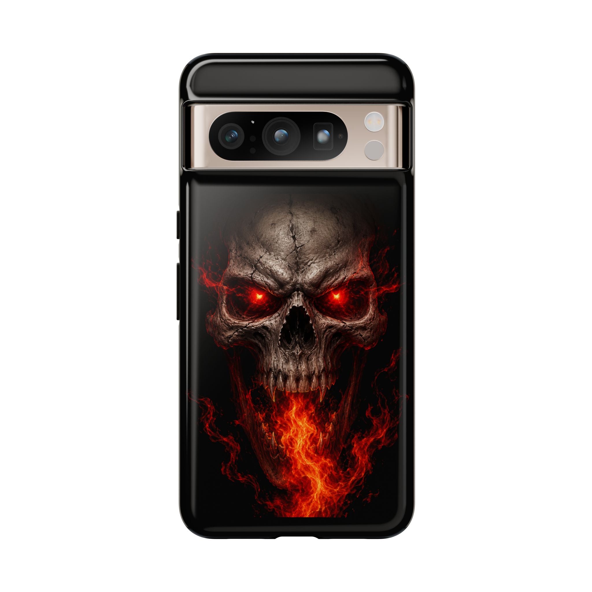 Flaming Skull Tough Case — Heavy-Duty Phone Case with Red-Eye Skull Design