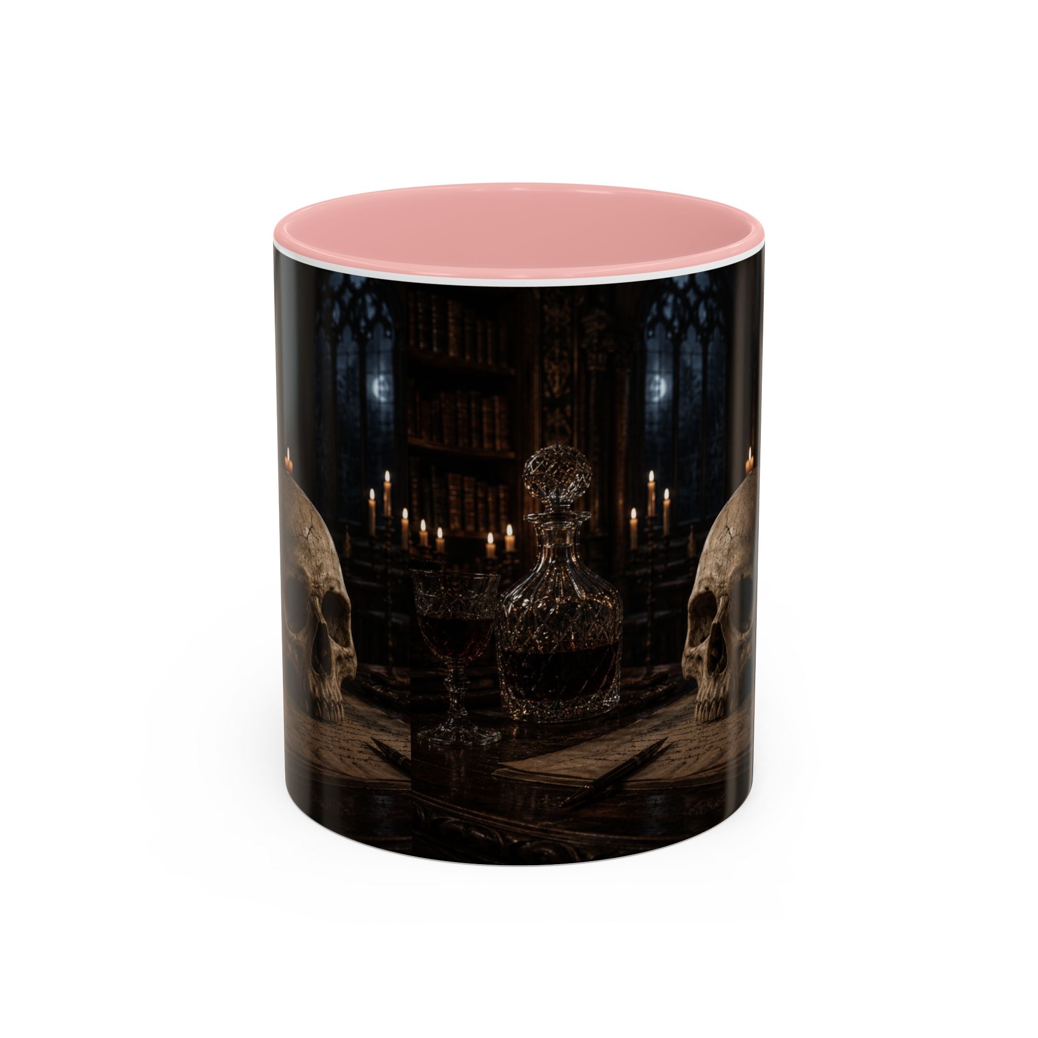 Gothic Skull Coffee Mug — Candlelit Occult Library Accent Mug (11/15oz)