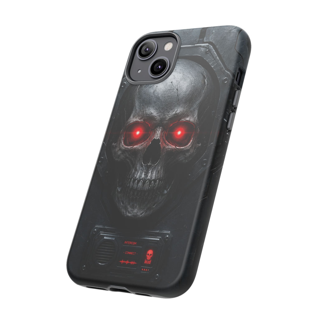 Skull Sentinel Phone Case — Red-Eyed Tactical Skull Protective Case
