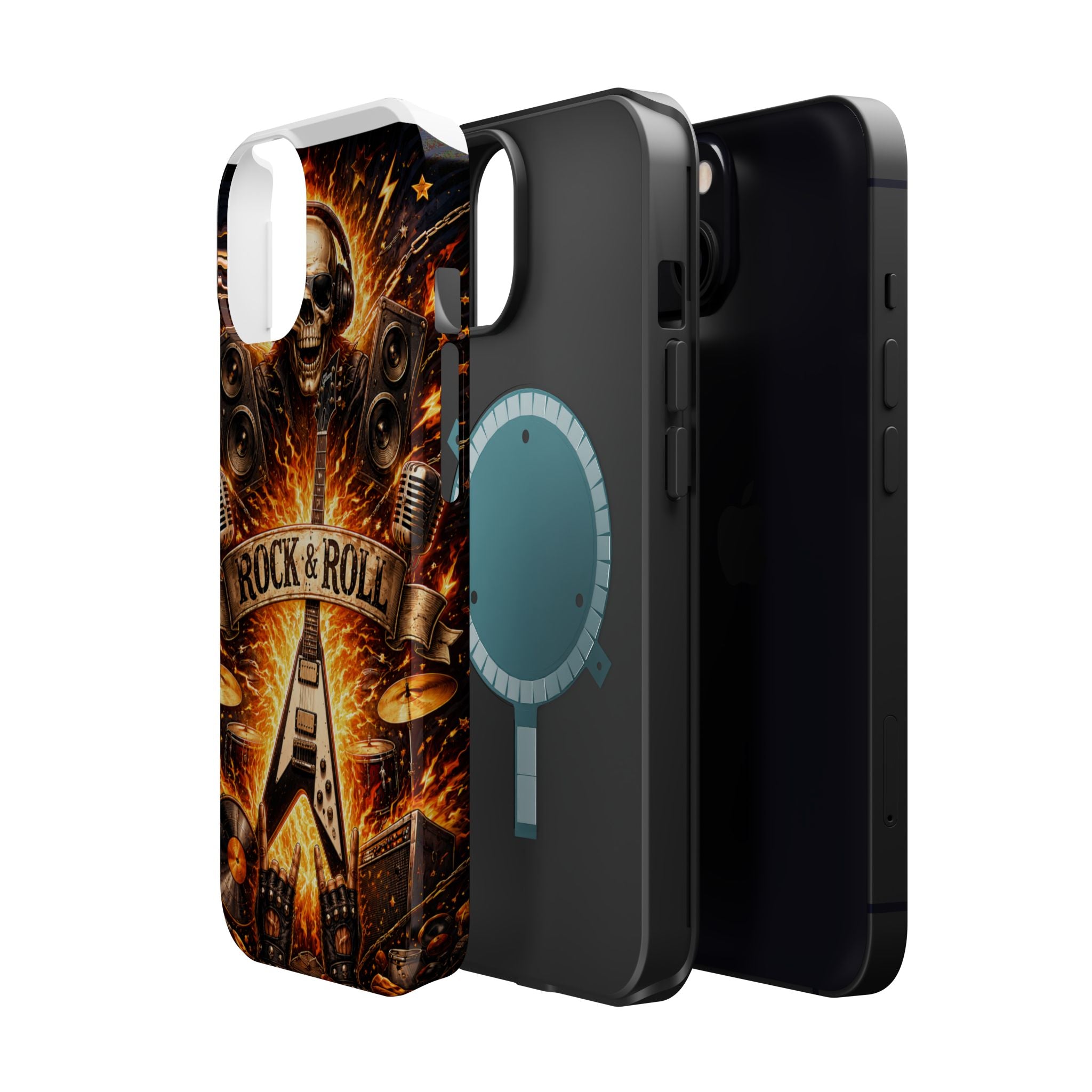 Rock & Roll Skull Guitar Phone Case — Magnetic Impact-Resistant