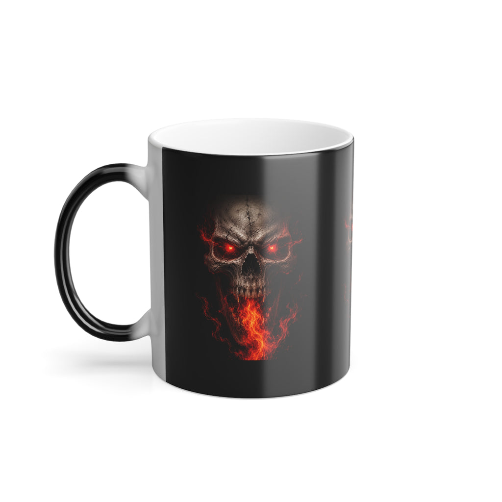 Color-Changing 11oz Mug — Fiery Skull Heat Reveal