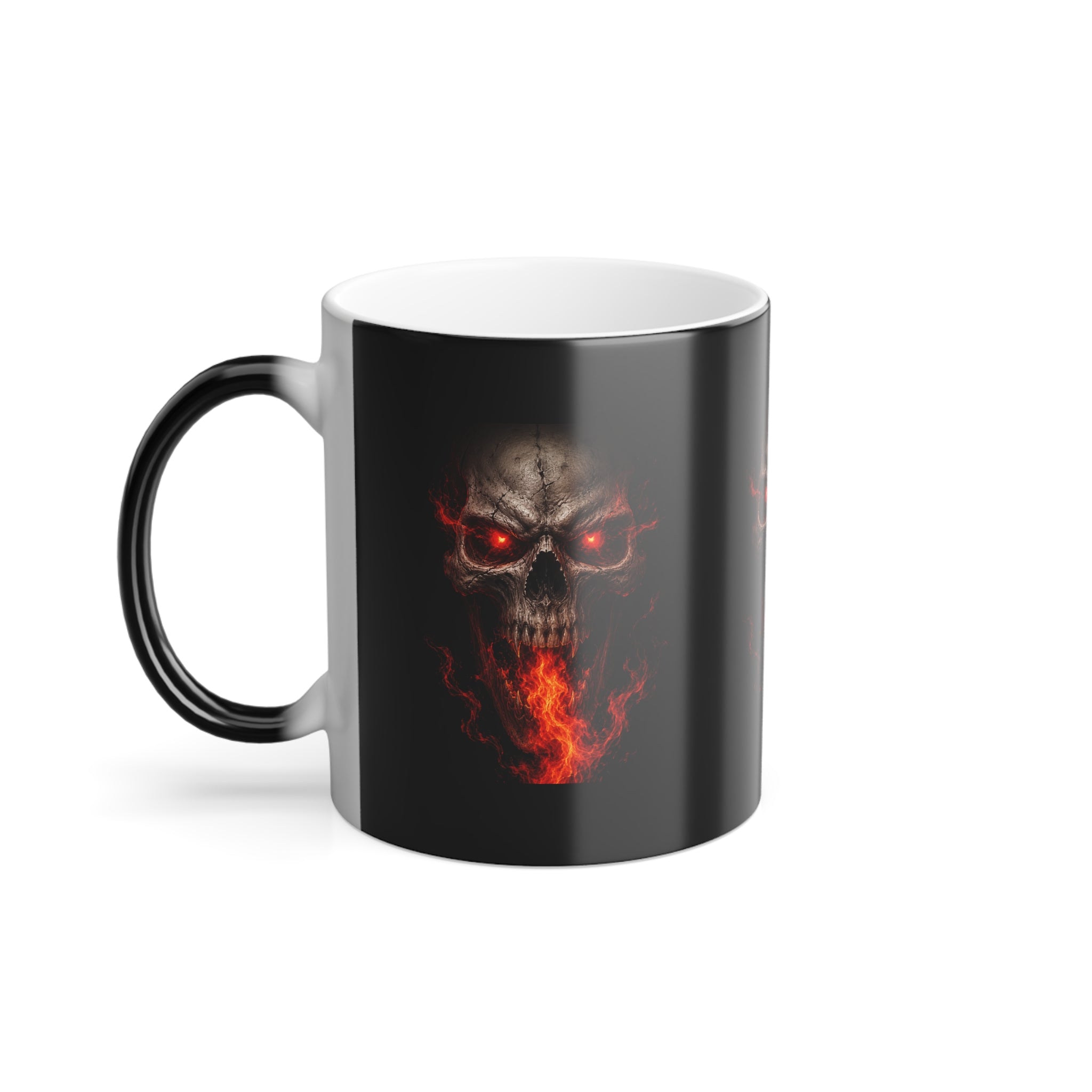 Color-Changing 11oz Mug — Fiery Skull Heat Reveal