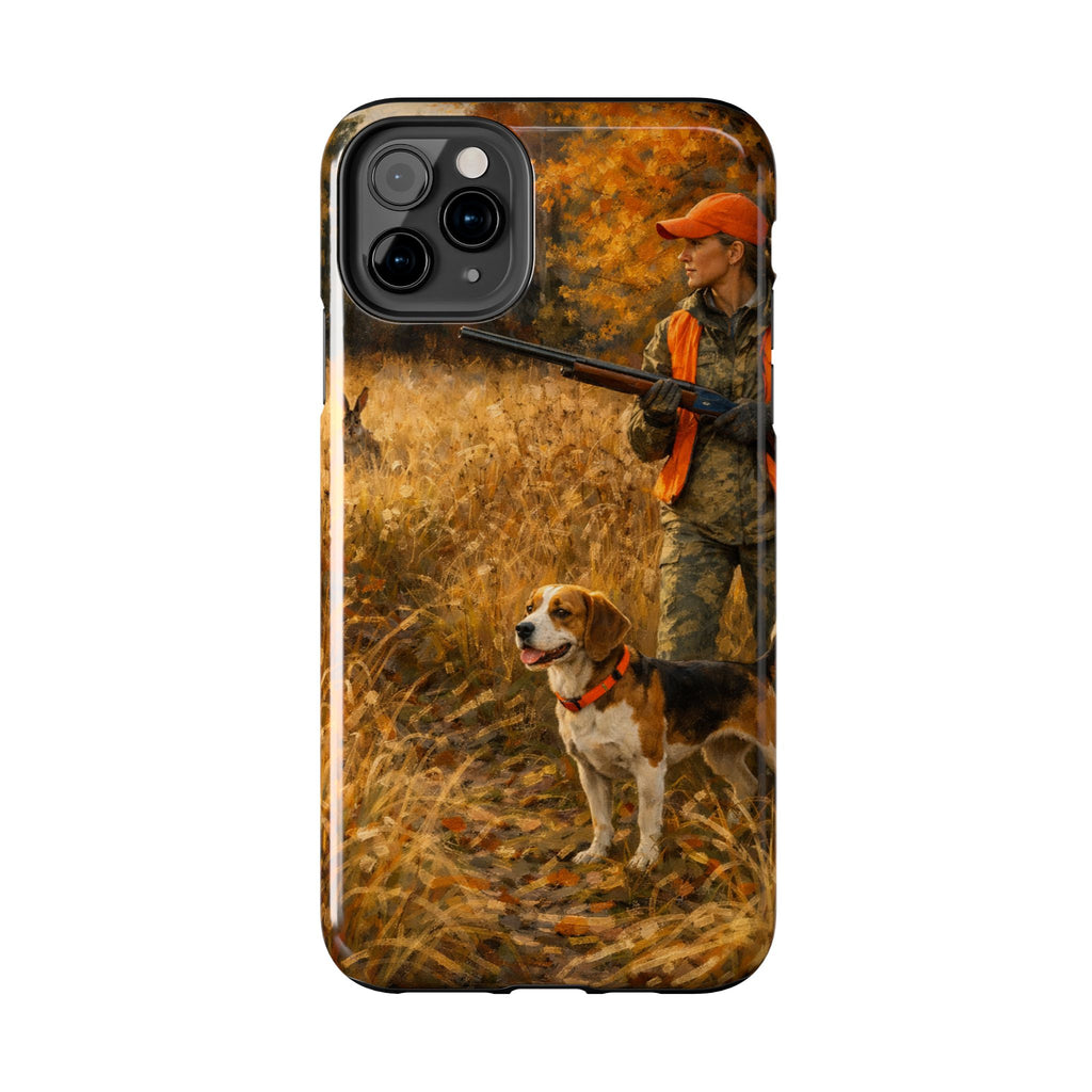 Hunting Scene Tough Phone Case — Hunter & Beagle Autumn Field Protective Cover