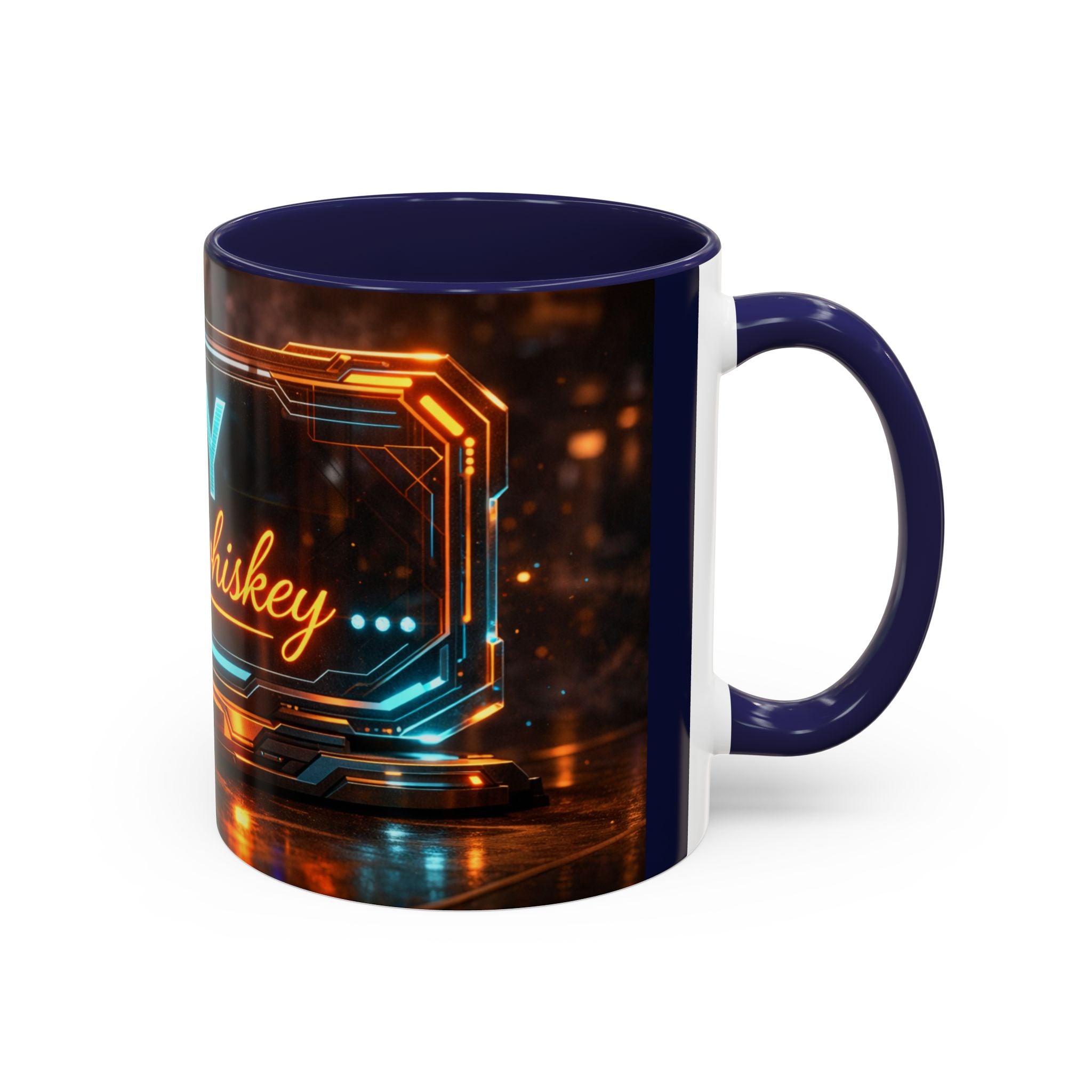 Coffee Mug — Neon Sign “May Contain Whiskey” Accent Mug (11/15 oz)