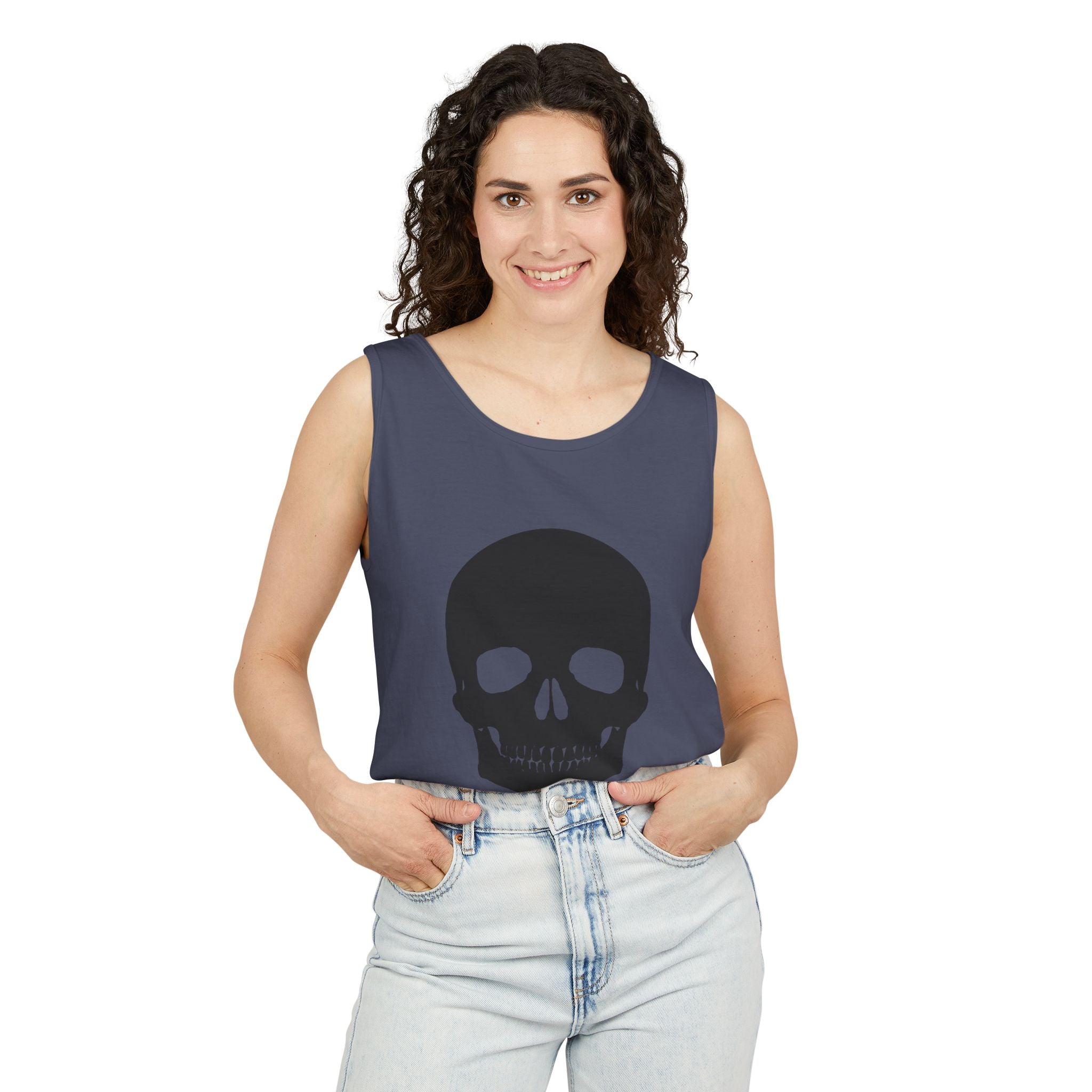 Skull Graphic Tank Top — Bold Black Skull Summer Vest
