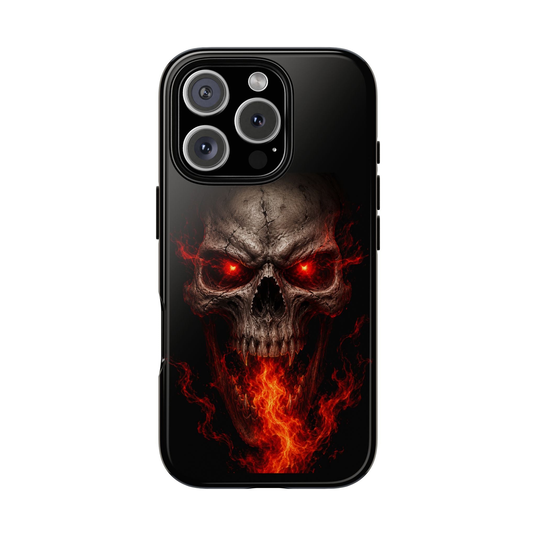 Flaming Skull Tough Case — Heavy-Duty Phone Case with Red-Eye Skull Design