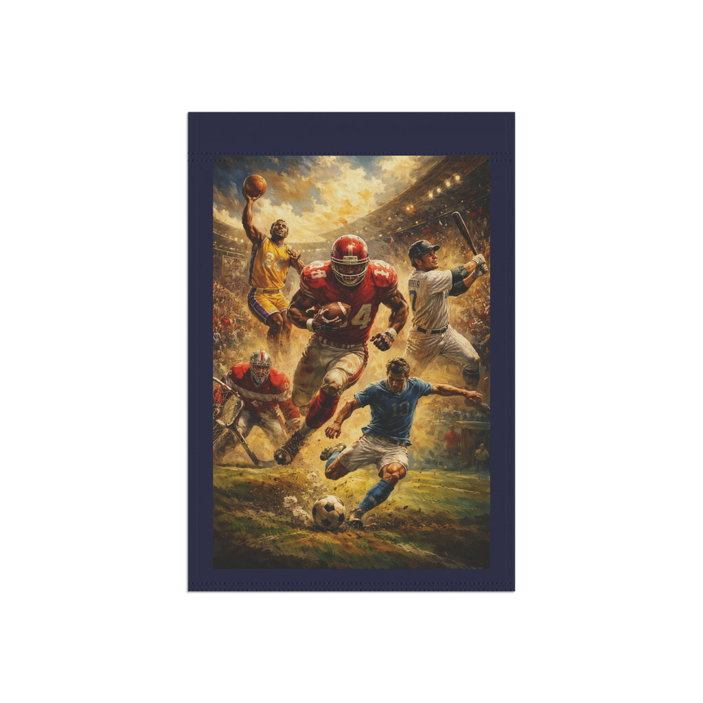 Sports Collage Garden Flag - Football, Basketball, Soccer & Baseball Outdoor Banner