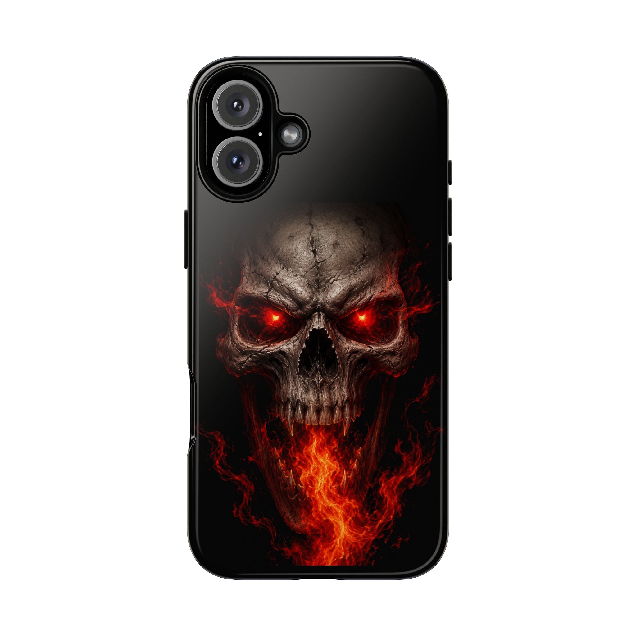 Flaming Skull Tough Case — Heavy-Duty Phone Case with Red-Eye Skull Design