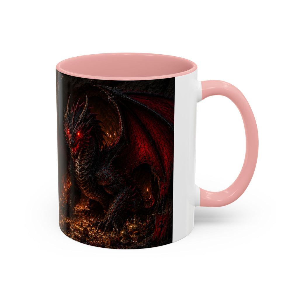 Dragon Coffee Mug — Dark Fantasy Red-Eyed Dragon Accent Mug (11/15oz)