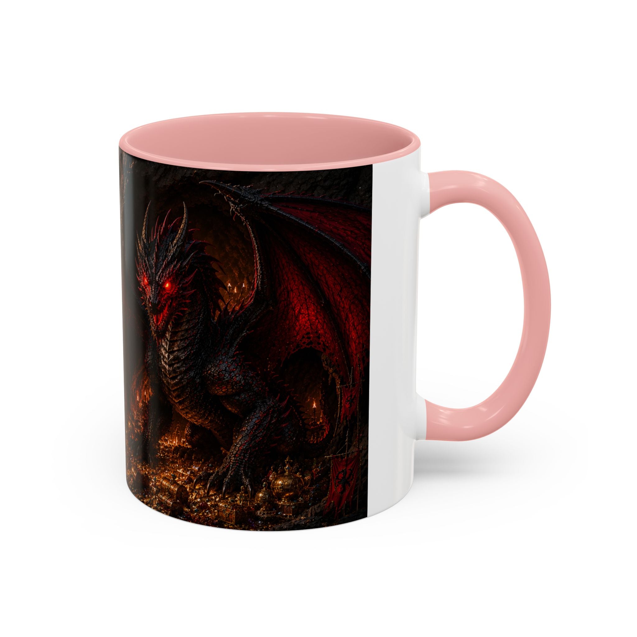 Dragon Coffee Mug — Dark Fantasy Red-Eyed Dragon Accent Mug (11/15oz)